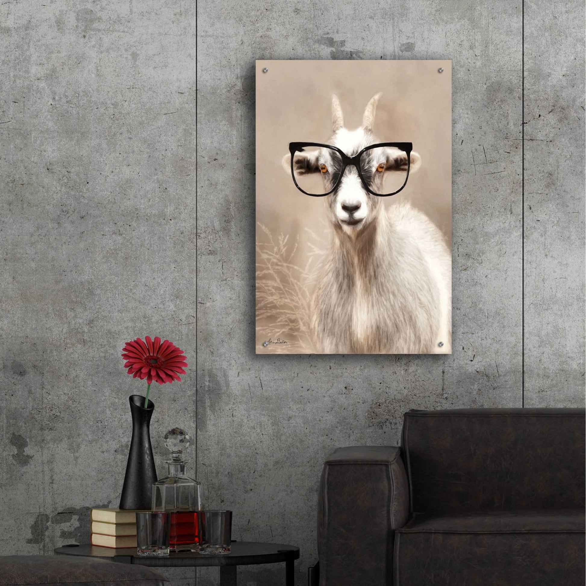 Epic Art 'See Clearly Goat' by Lori Deiter Acrylic Glass Wall Art,24x36