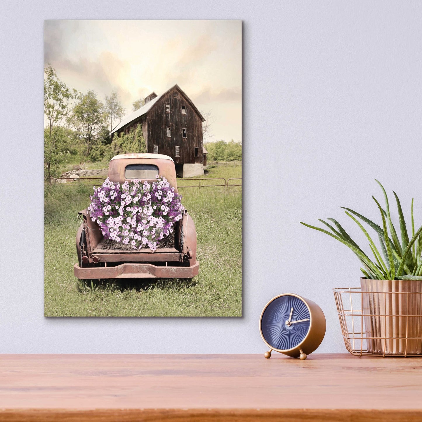 Epic Art 'Petunia Truck' by Lori Deiter Acrylic Glass Wall Art,12x16