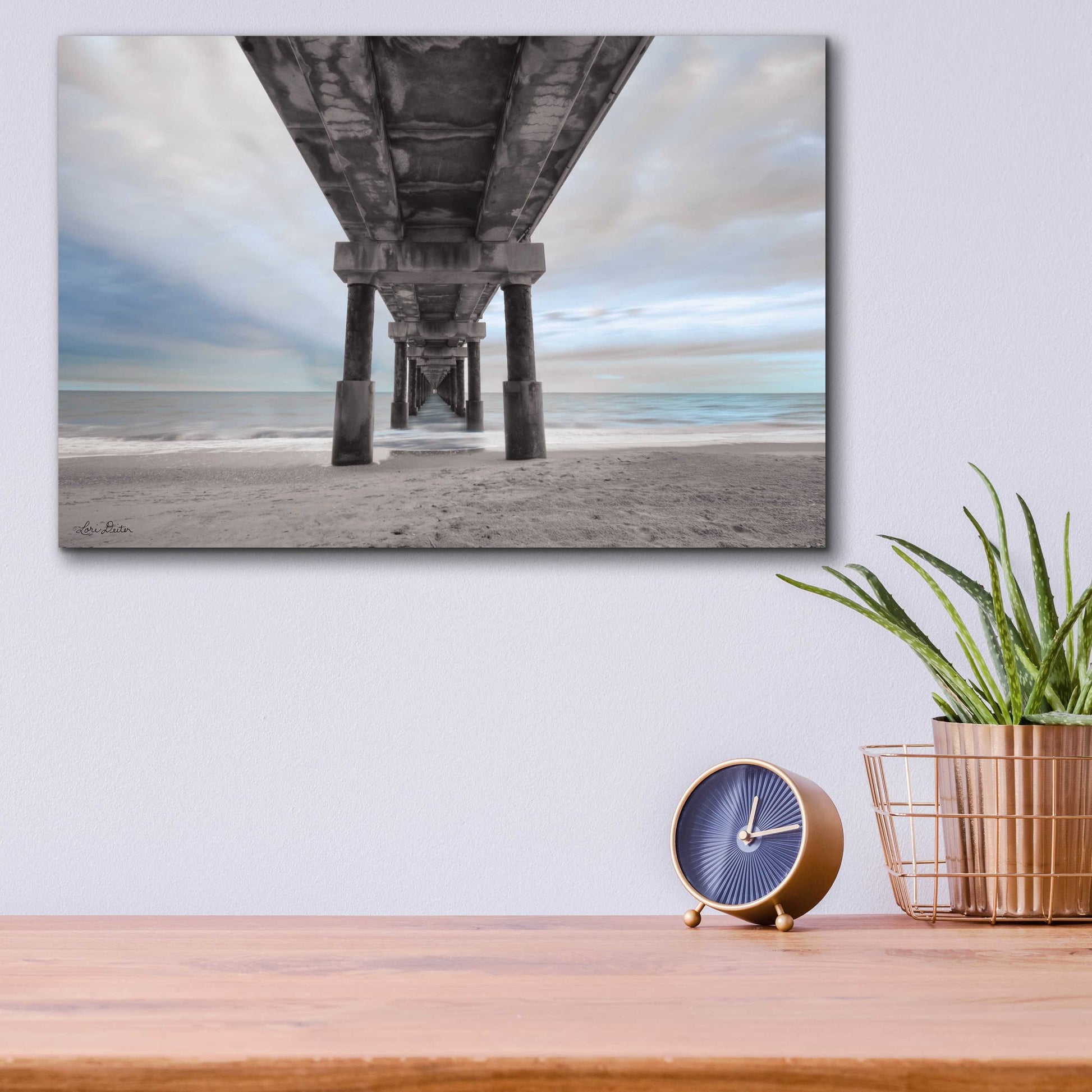 Epic Art 'Beneath the Outer Banks Beach Pier' by Lori Deiter Acrylic Glass Wall Art,16x12