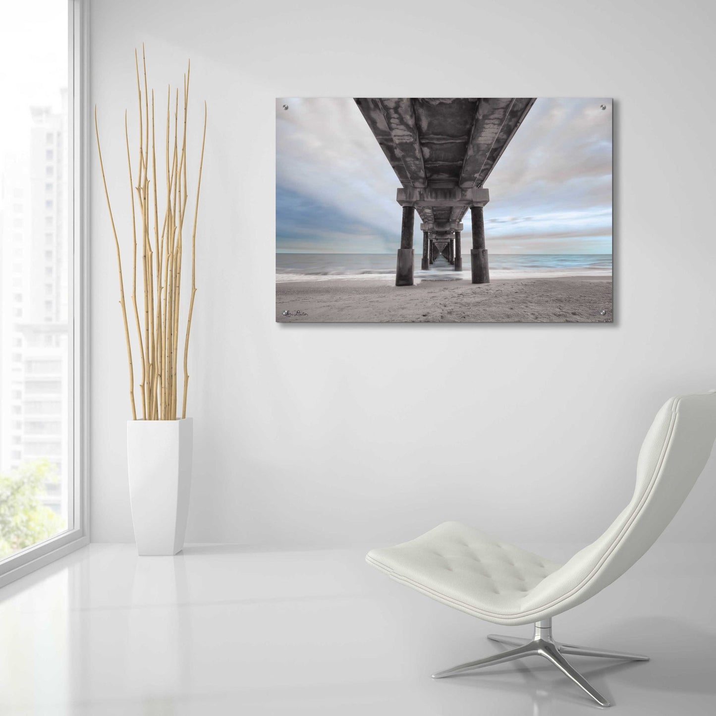 Epic Art 'Beneath the Outer Banks Beach Pier' by Lori Deiter Acrylic Glass Wall Art,36x24