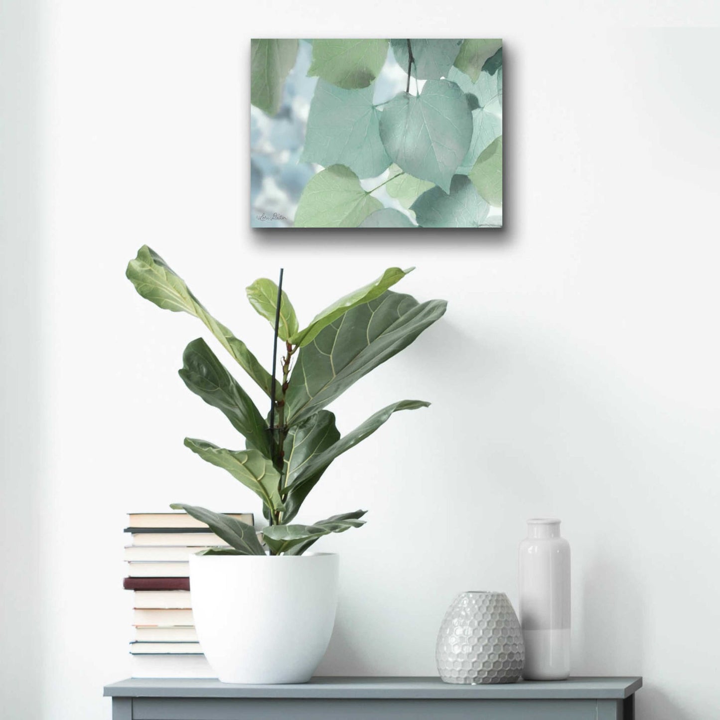 Epic Art 'Aqua Leaves' by Lori Deiter Acrylic Glass Wall Art,16x12