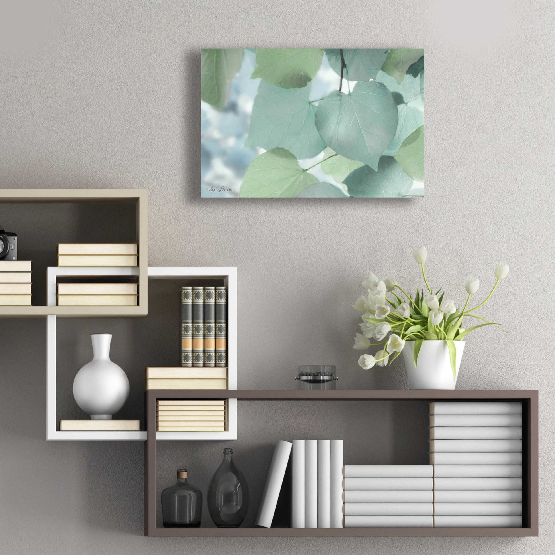 Epic Art 'Aqua Leaves' by Lori Deiter Acrylic Glass Wall Art,24x16