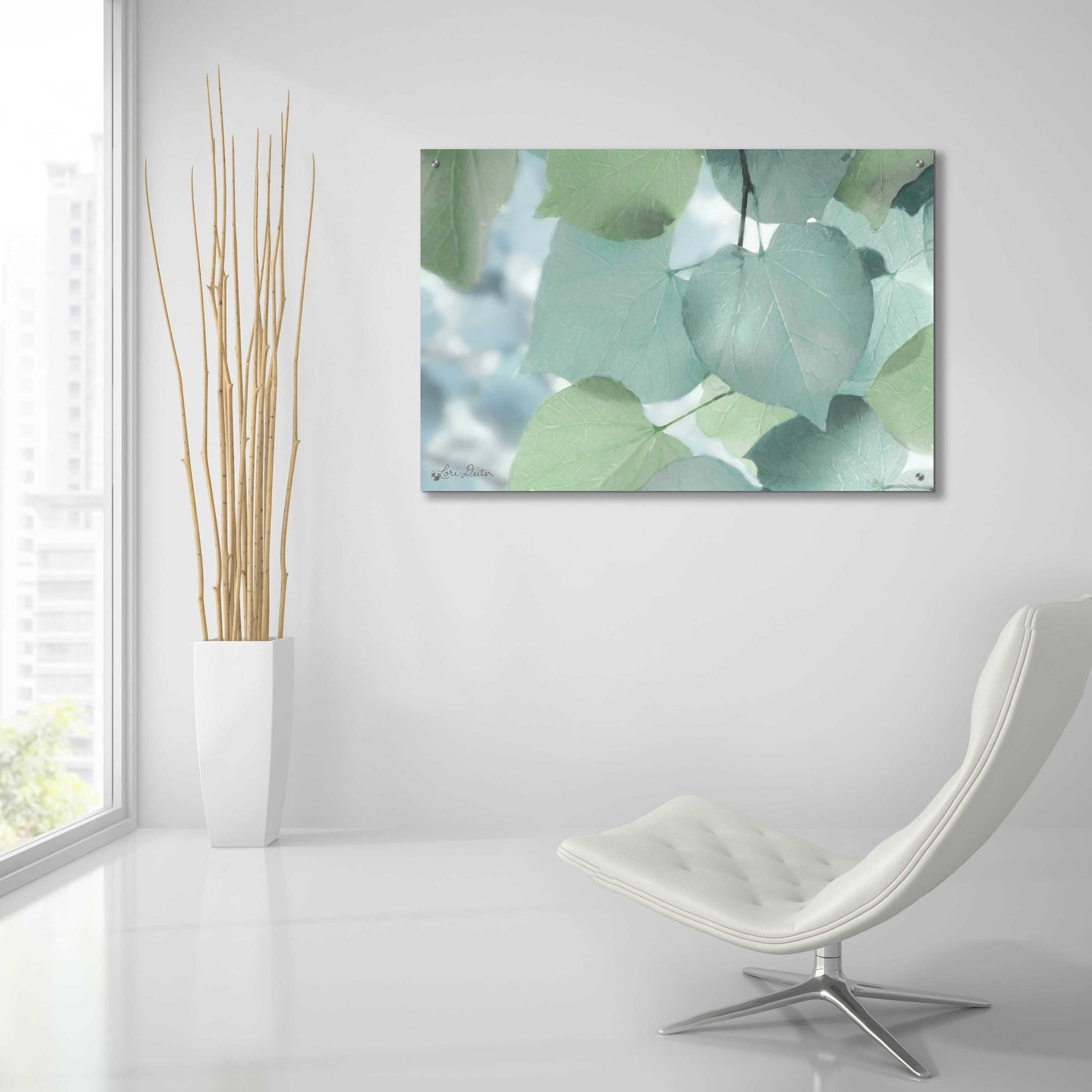 Epic Art 'Aqua Leaves' by Lori Deiter Acrylic Glass Wall Art,36x24