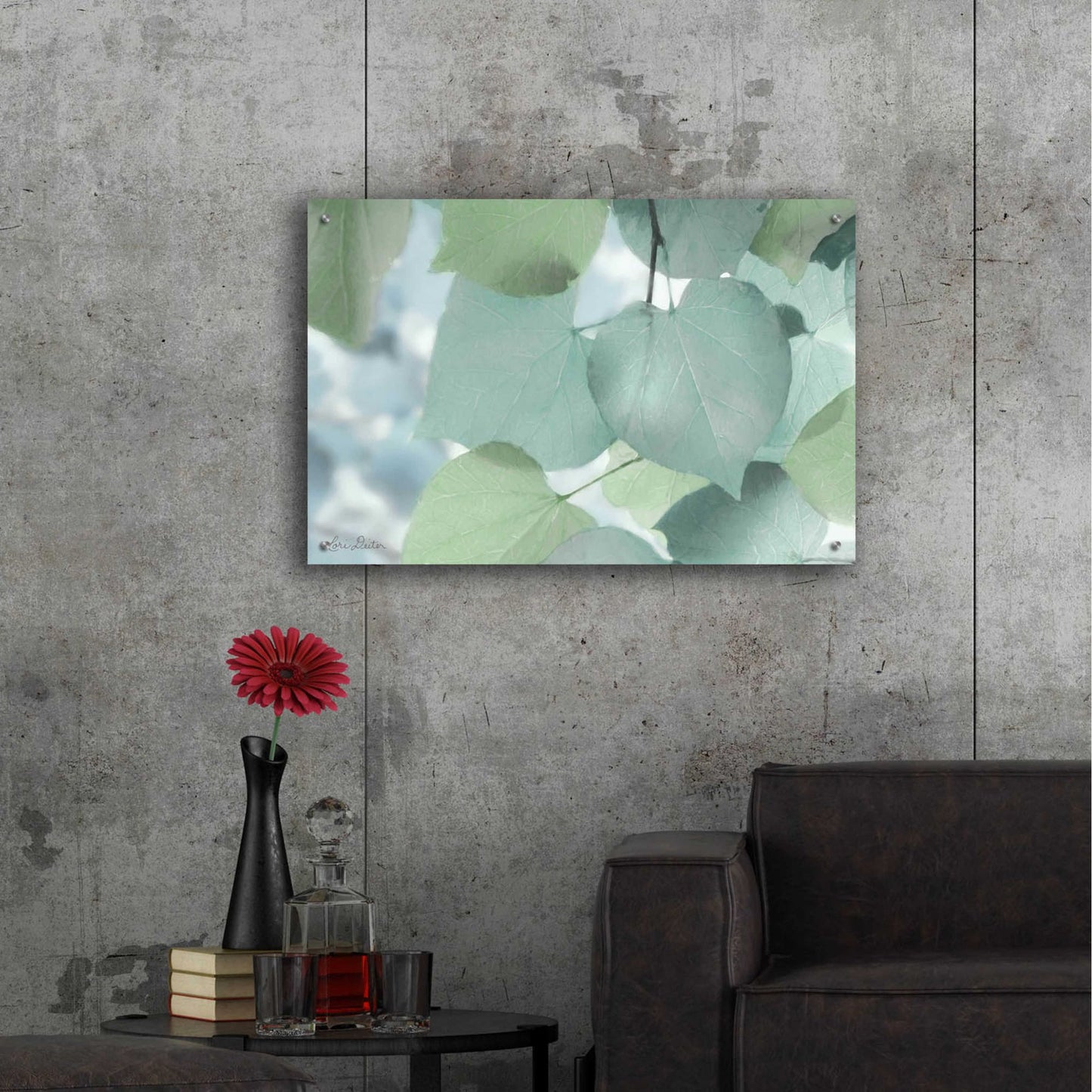 Epic Art 'Aqua Leaves' by Lori Deiter Acrylic Glass Wall Art,36x24