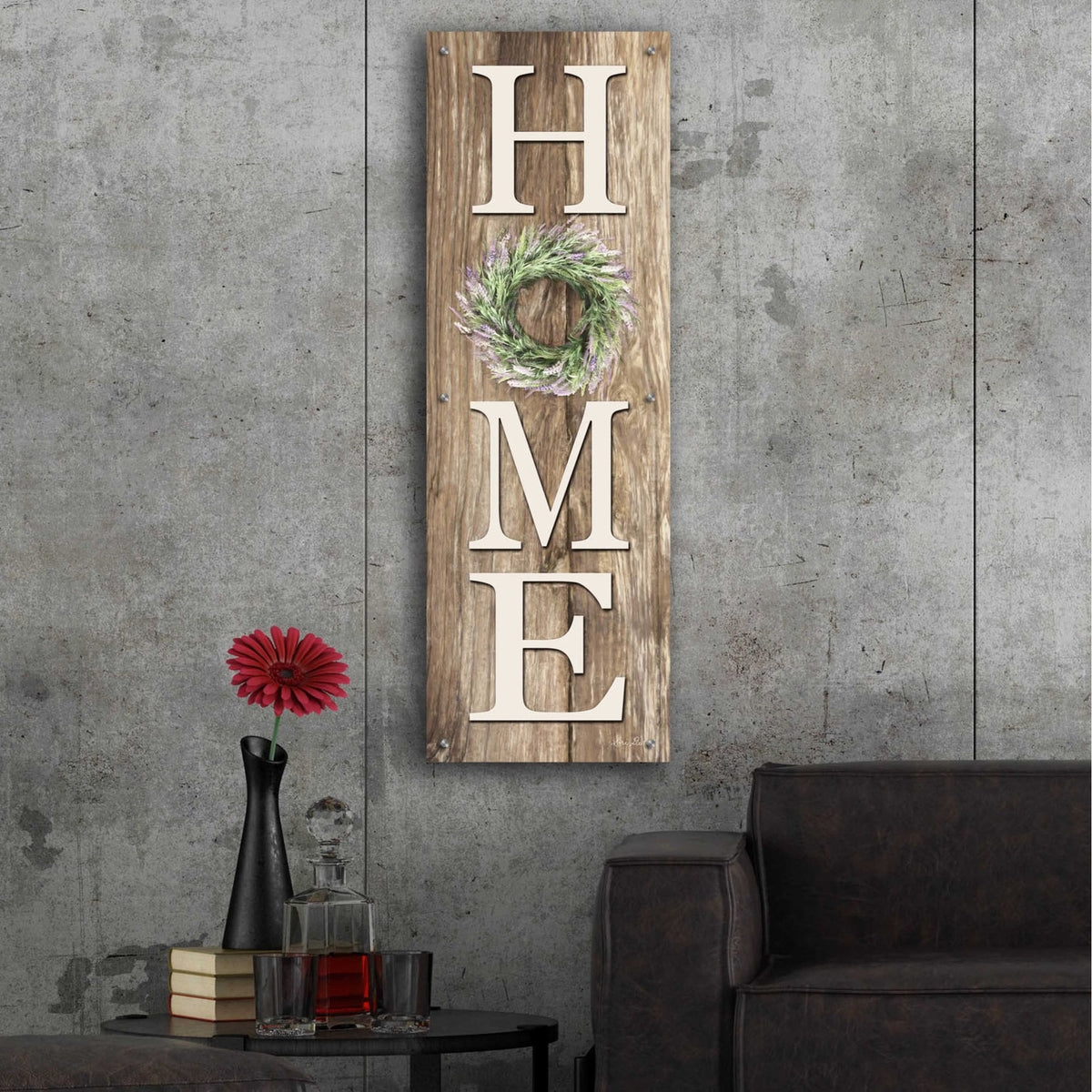 Epic Art 'Lavender Wreath Home' by Lori Deiter Acrylic Glass Wall Art,16x48