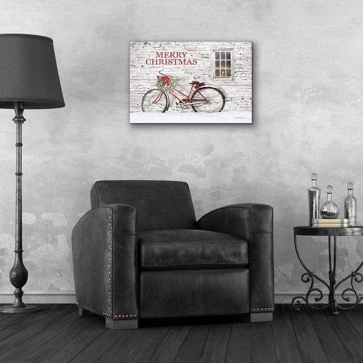 Epic Art 'Merry Christmas Bicycle' by Lori Deiter Acrylic Glass Wall Art,24x16