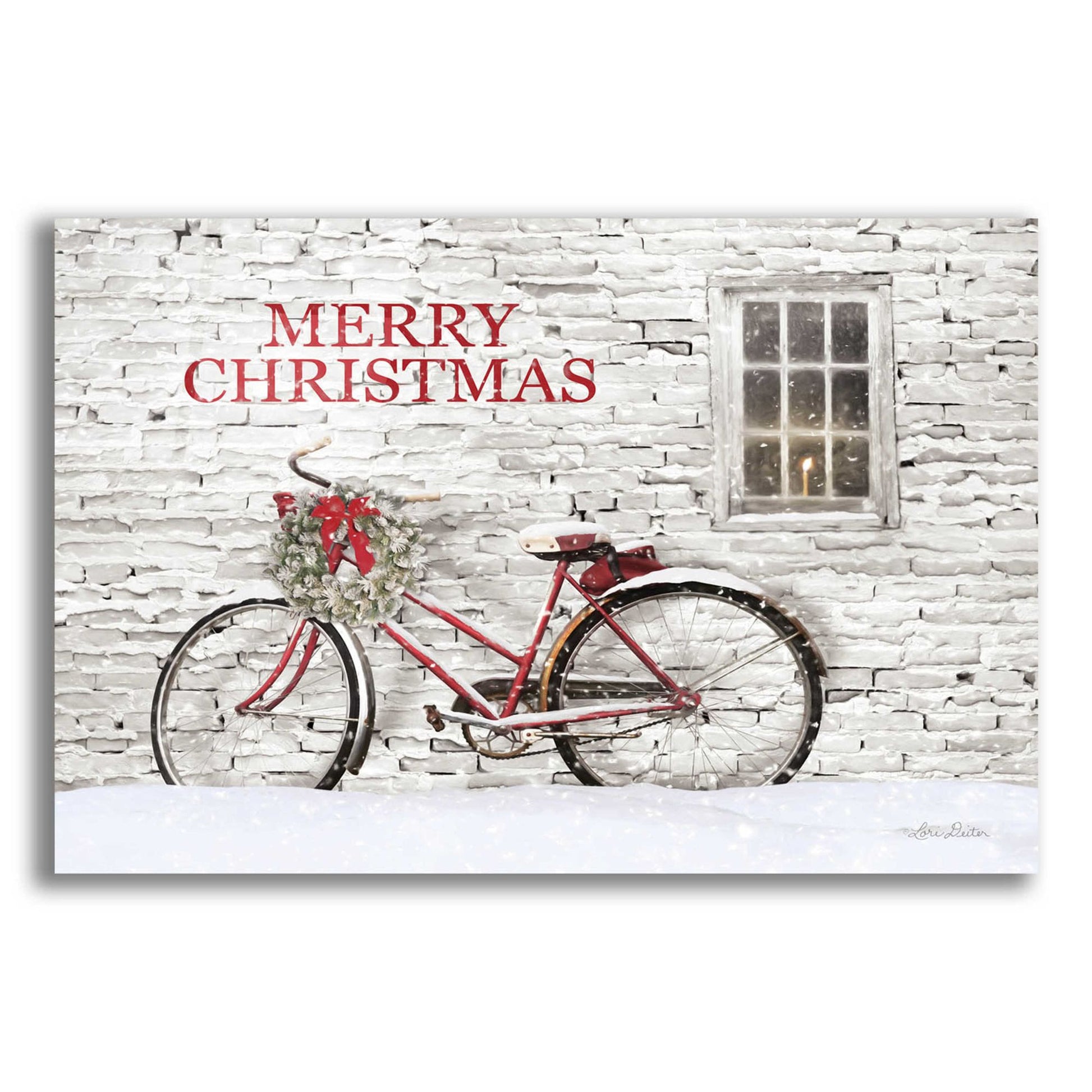 Epic Art 'Merry Christmas Bicycle' by Lori Deiter Acrylic Glass Wall Art,24x16