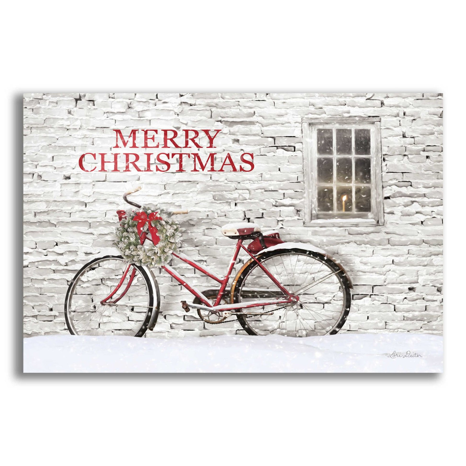 Epic Art 'Merry Christmas Bicycle' by Lori Deiter Acrylic Glass Wall Art