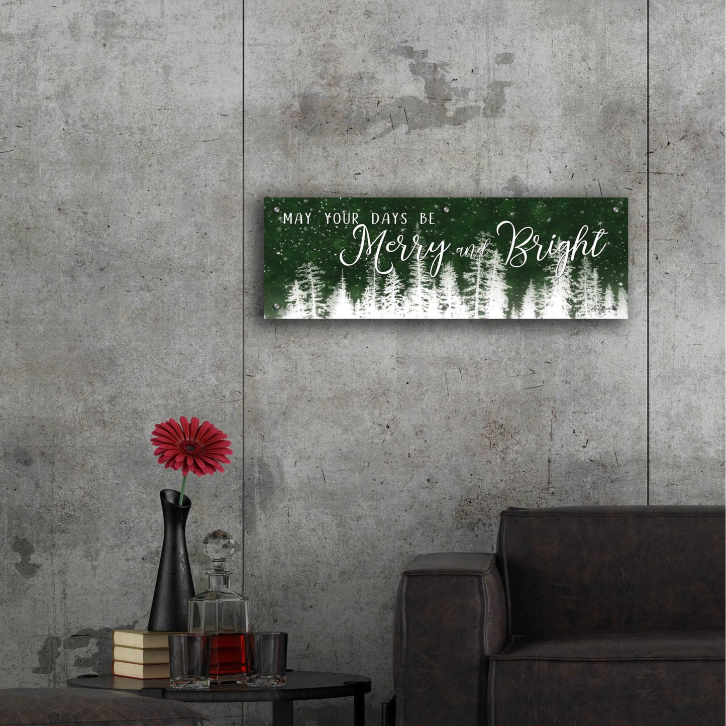 Epic Art 'Merry and Bright' by Lori Deiter Acrylic Glass Wall Art,36x12