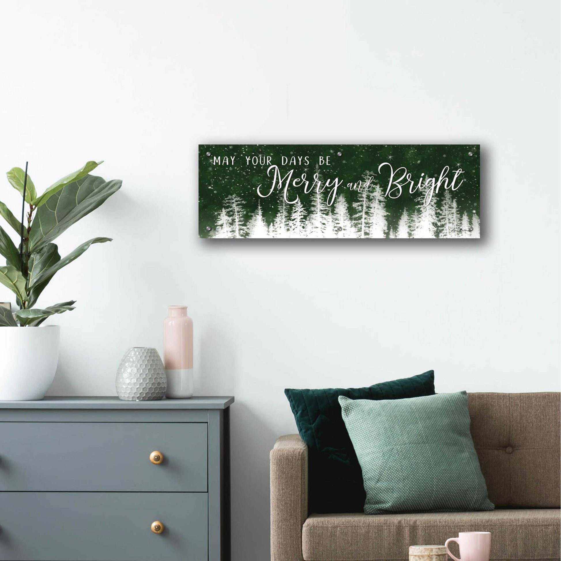 Epic Art 'Merry and Bright' by Lori Deiter Acrylic Glass Wall Art,36x12