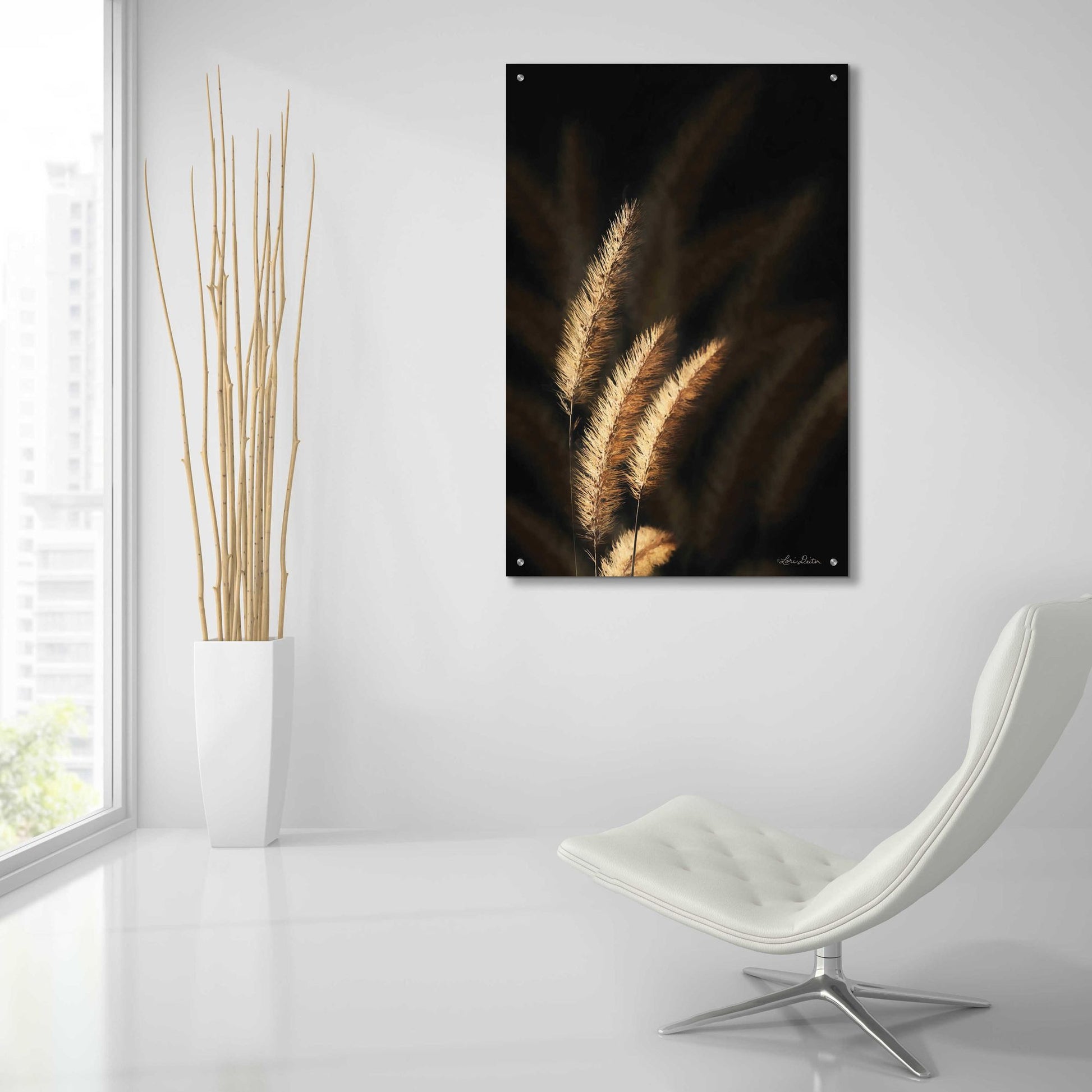 Epic Art 'Golden Grass III' by Lori Deiter Acrylic Glass Wall Art,24x36