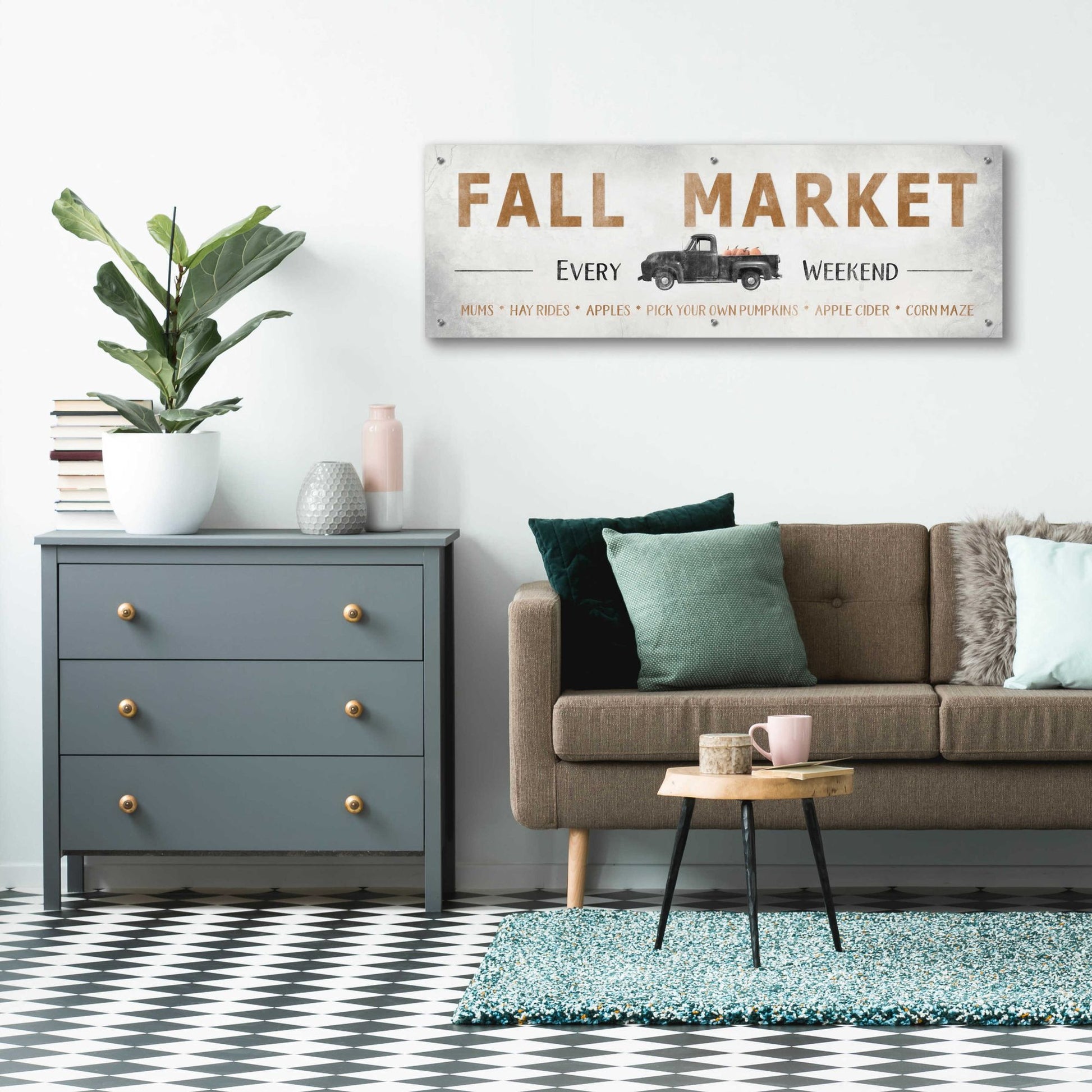 Epic Art 'Fall Market' by Lori Deiter Acrylic Glass Wall Art,48x16