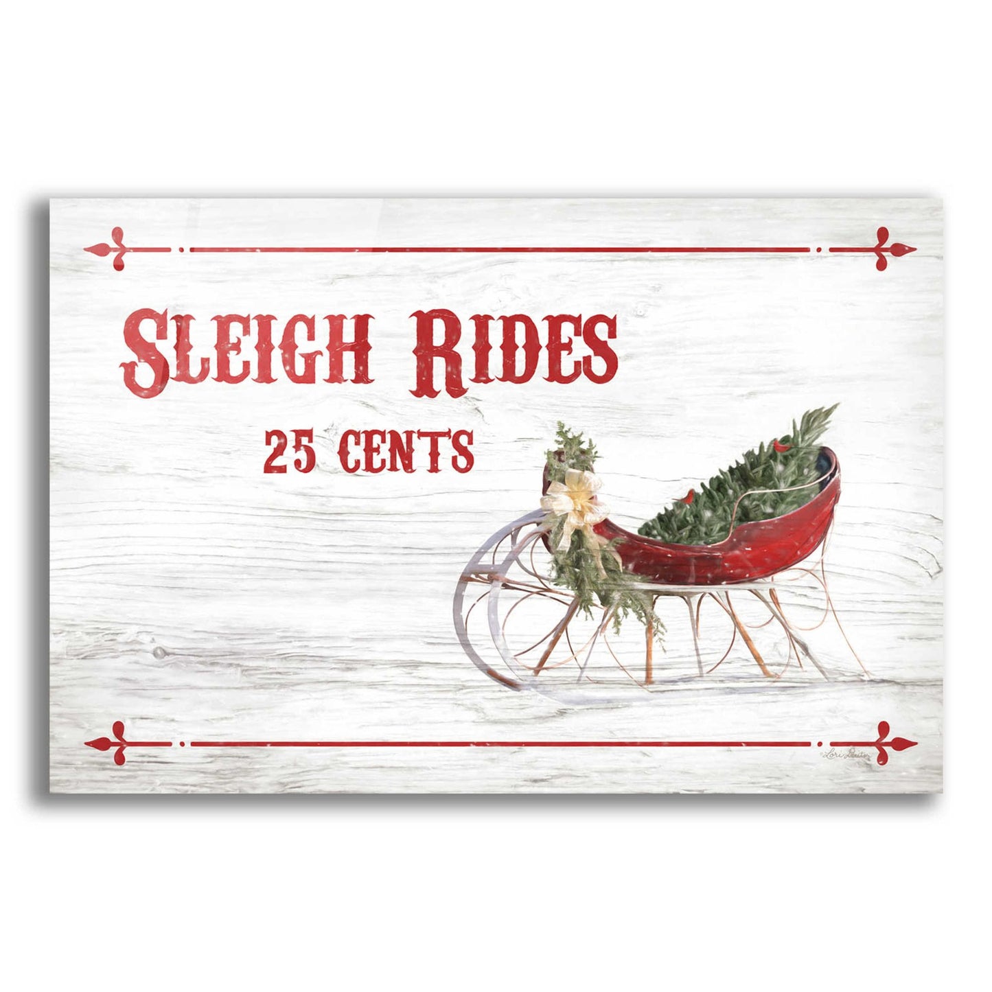 Epic Art 'Sleigh Rides 25 Cents' by Lori Deiter Acrylic Glass Wall Art,24x16