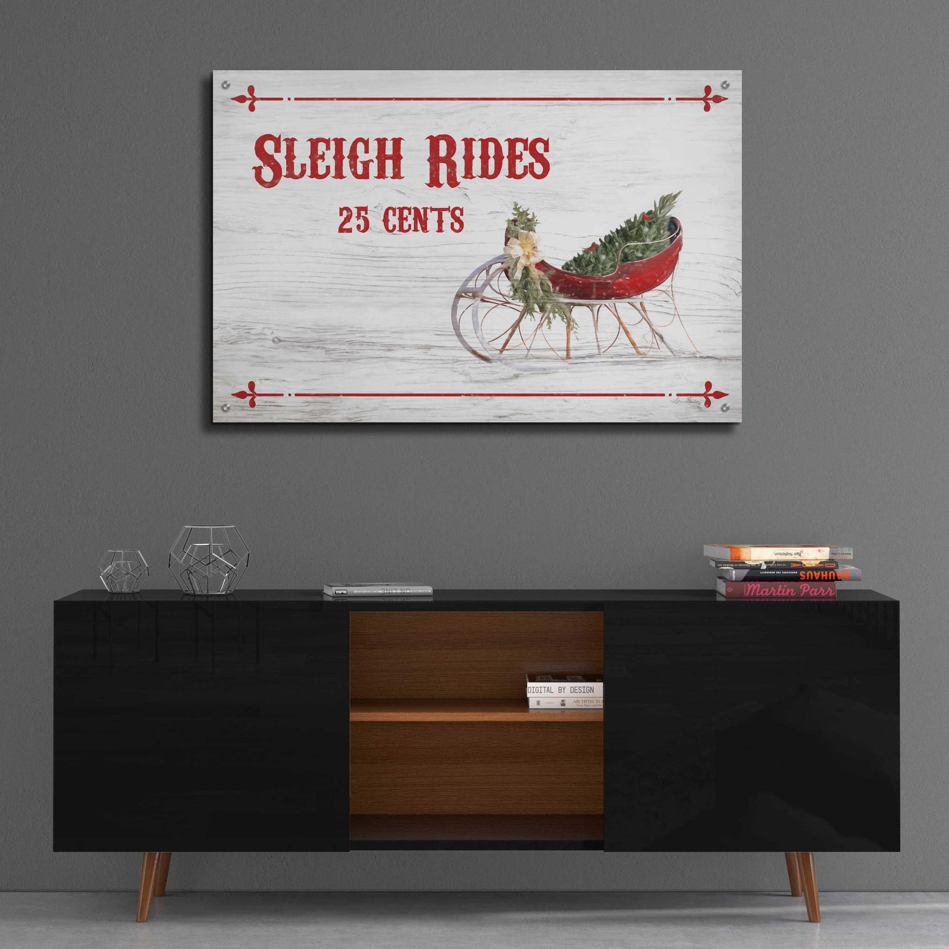 Epic Art 'Sleigh Rides 25 Cents' by Lori Deiter Acrylic Glass Wall Art,36x24