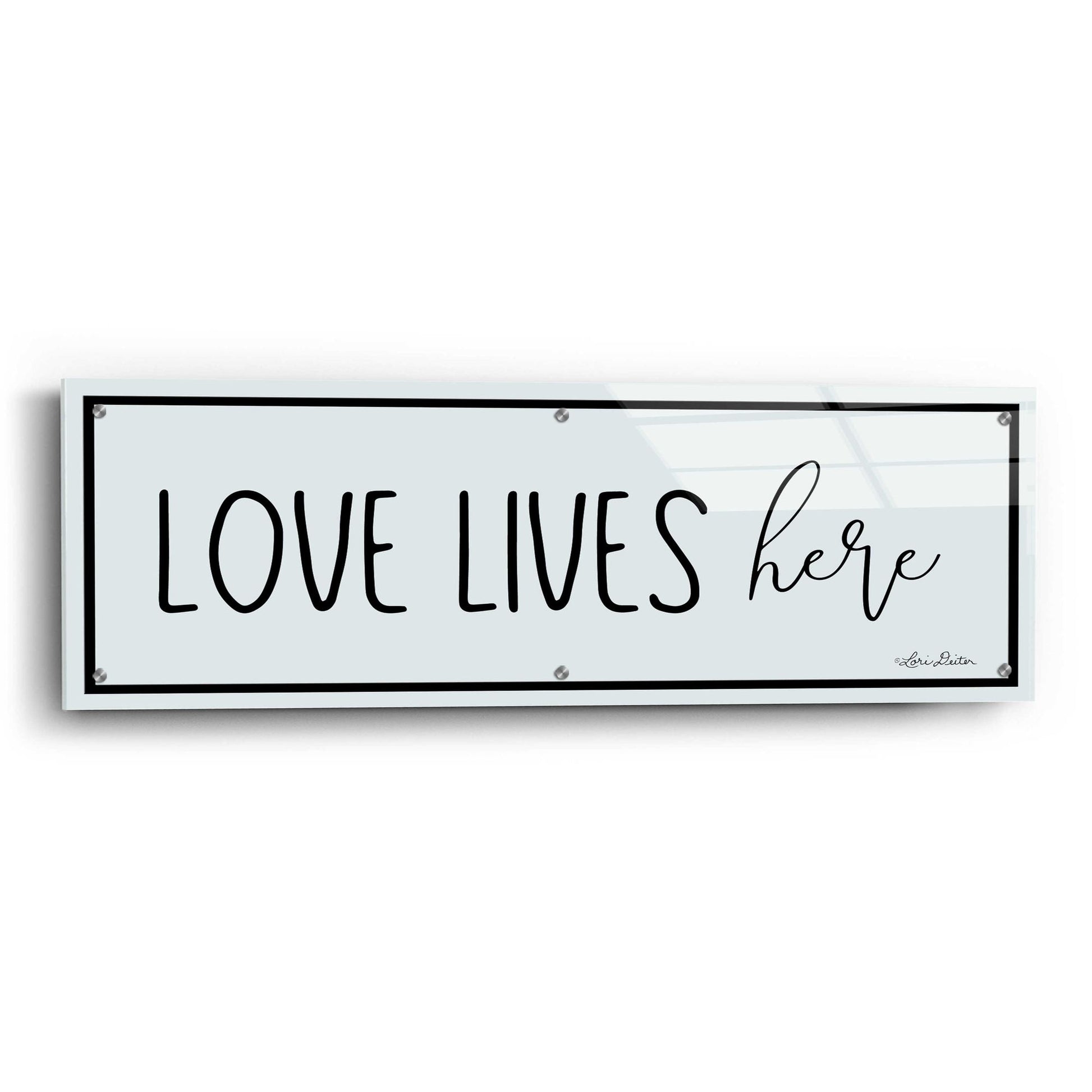 Epic Art 'Love Lives Here' by Lori Deiter Acrylic Glass Wall Art,36x12