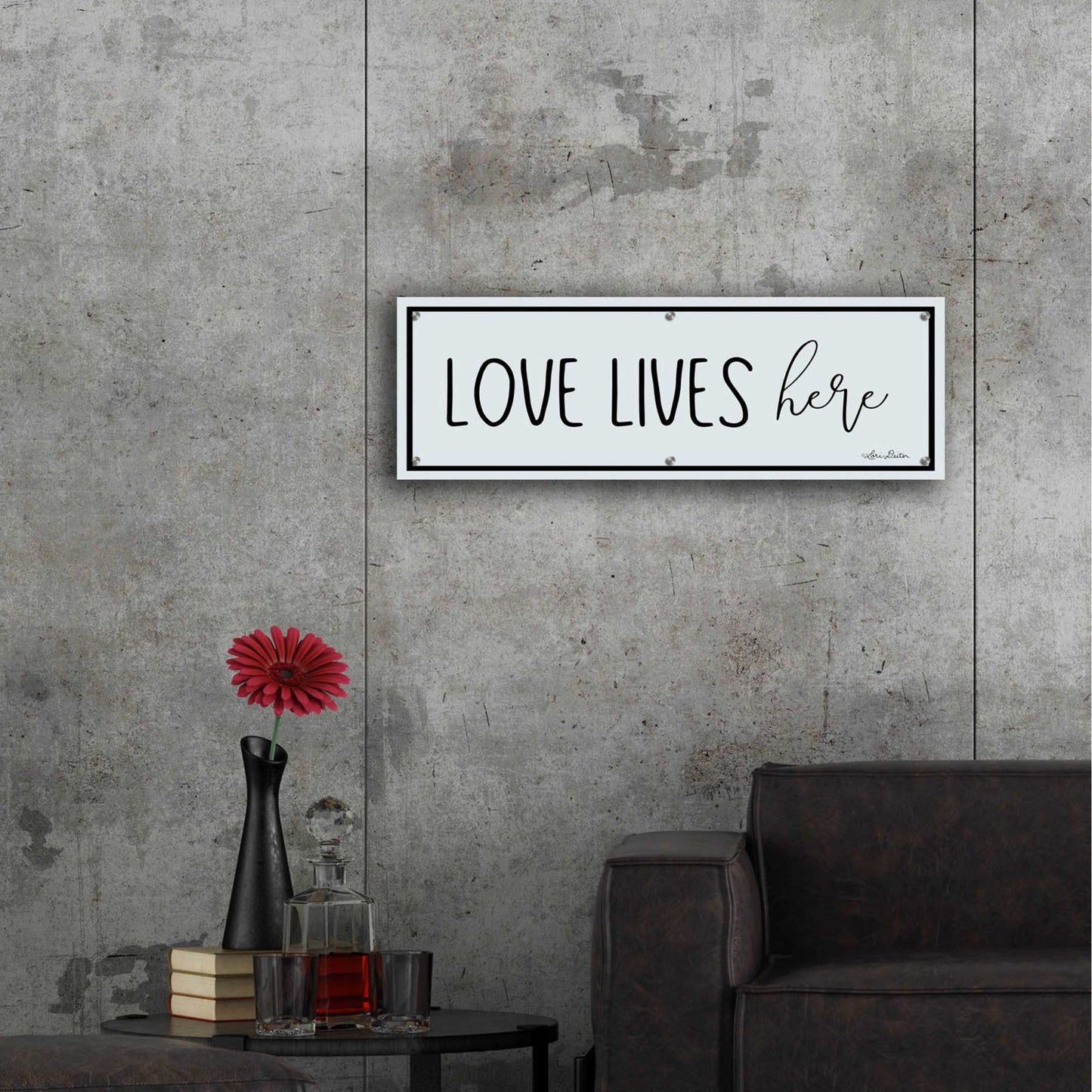 Epic Art 'Love Lives Here' by Lori Deiter Acrylic Glass Wall Art,36x12