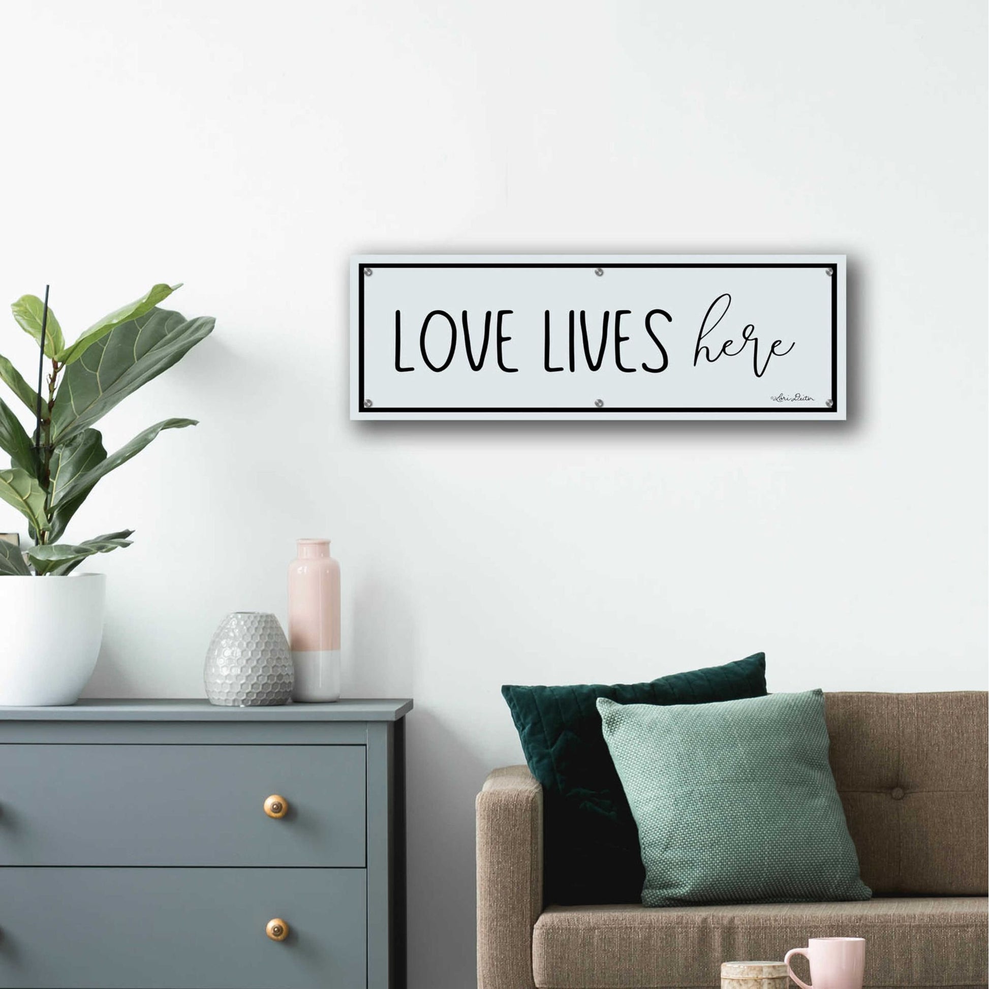 Epic Art 'Love Lives Here' by Lori Deiter Acrylic Glass Wall Art,36x12