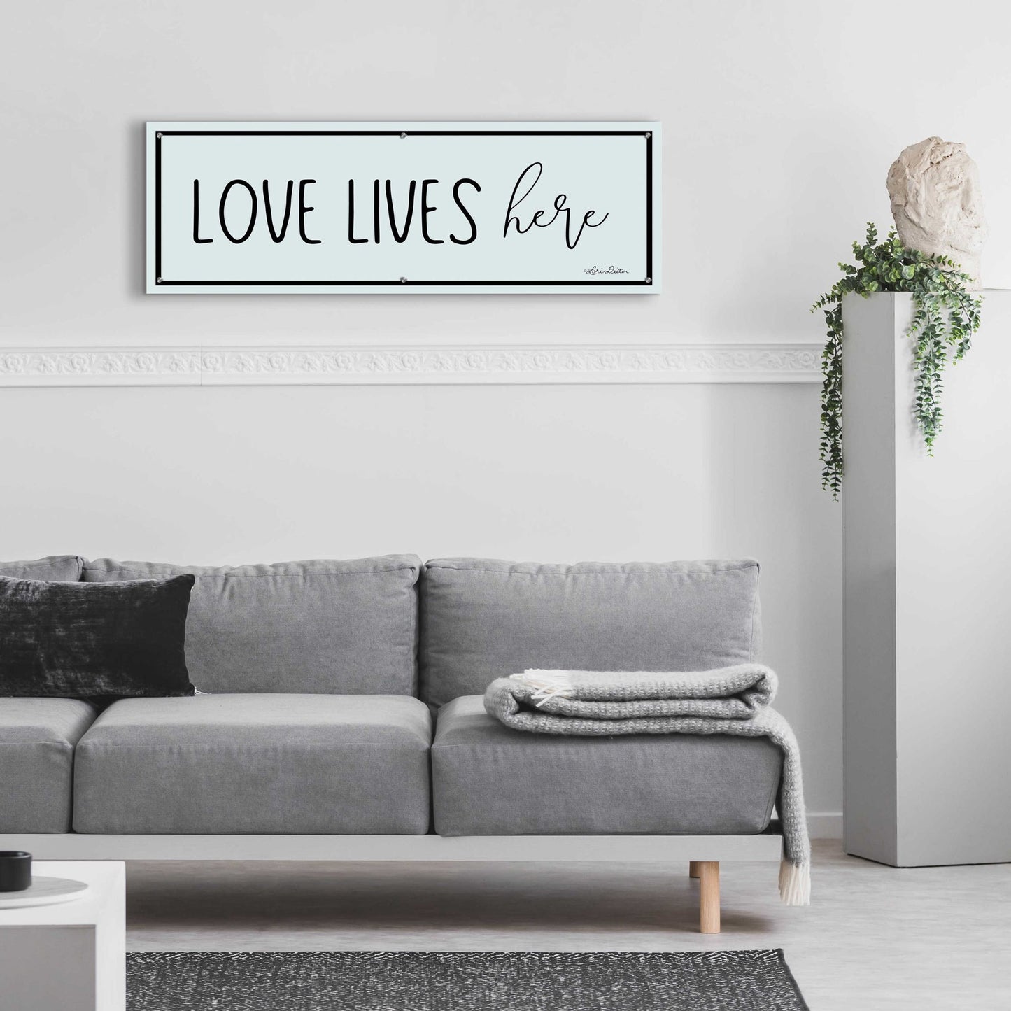 Epic Art 'Love Lives Here' by Lori Deiter Acrylic Glass Wall Art,48x16