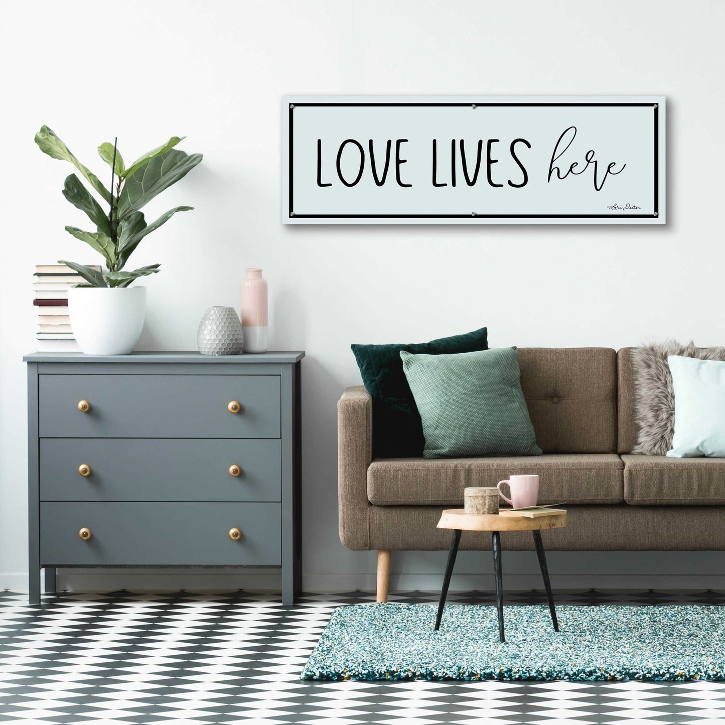 Epic Art 'Love Lives Here' by Lori Deiter Acrylic Glass Wall Art,48x16