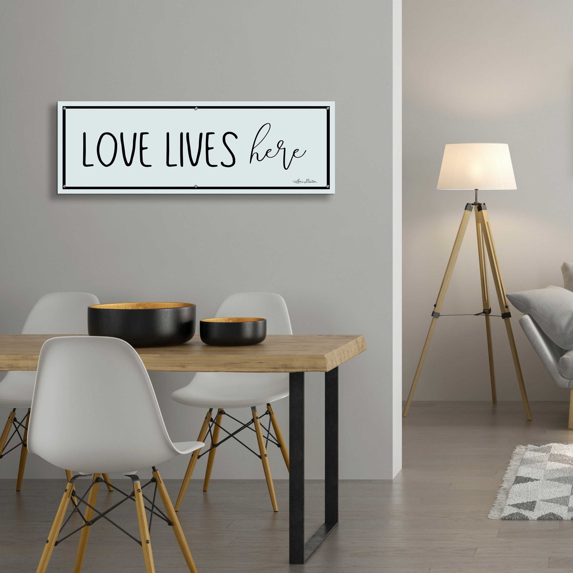 Epic Art 'Love Lives Here' by Lori Deiter Acrylic Glass Wall Art,48x16