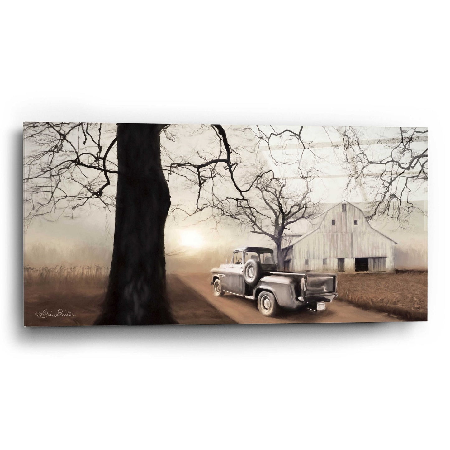 Epic Art 'Millersburg Sunrise with Truck' by Lori Deiter Acrylic Glass Wall Art,24x12