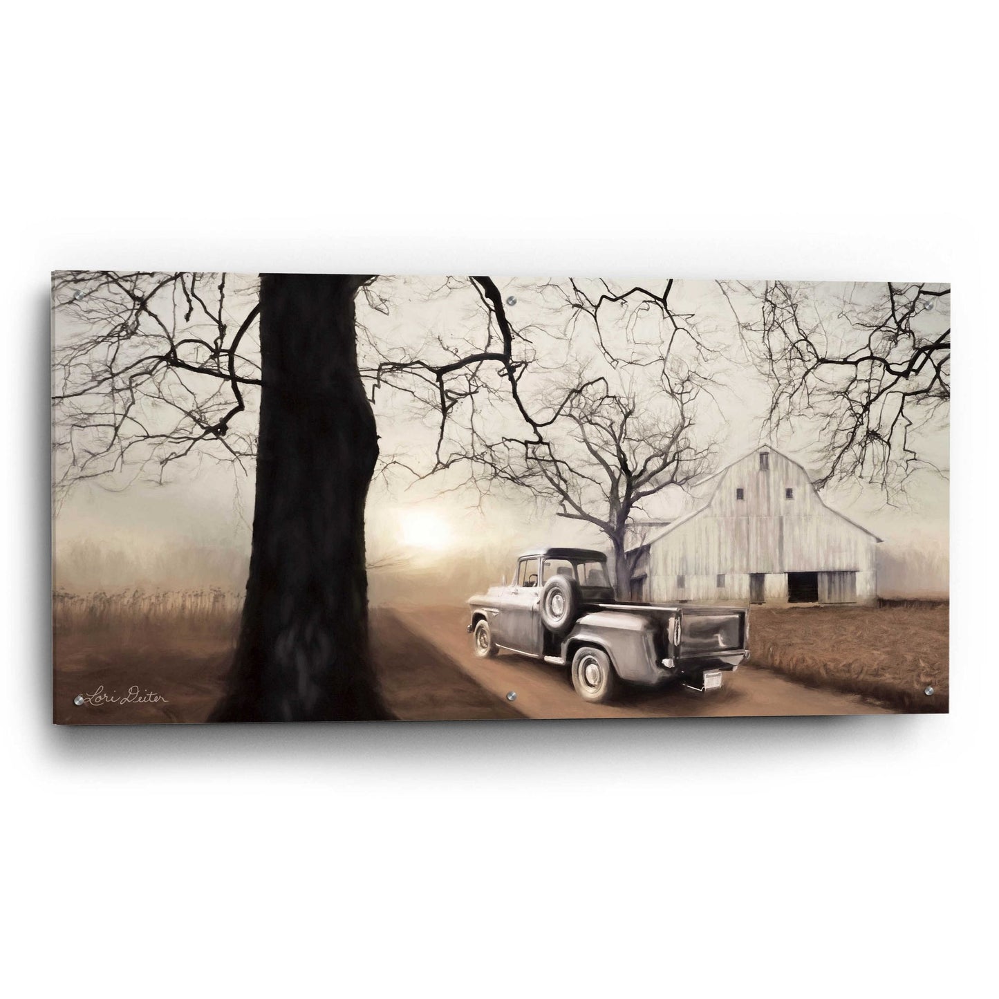 Epic Art 'Millersburg Sunrise with Truck' by Lori Deiter Acrylic Glass Wall Art,48x24