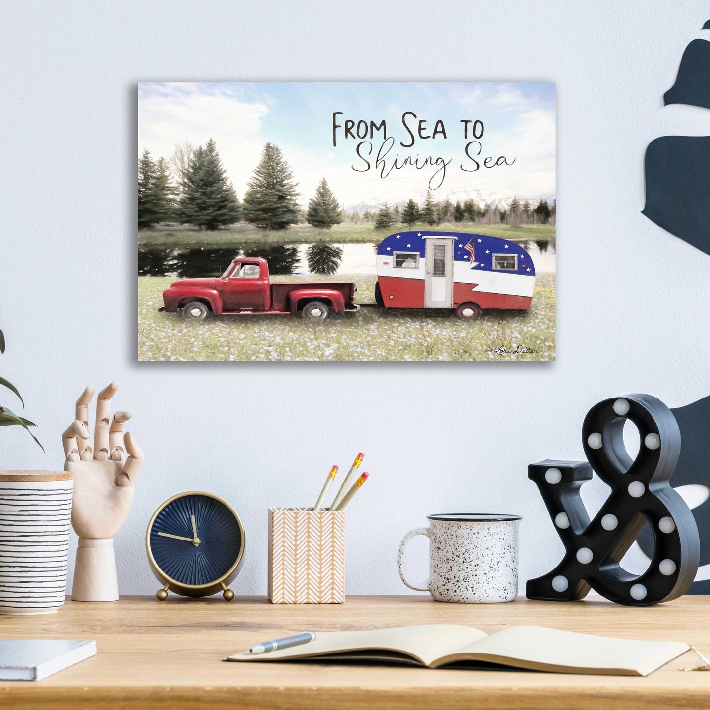 Epic Art 'American Camper' by Lori Deiter Acrylic Glass Wall Art,16x12