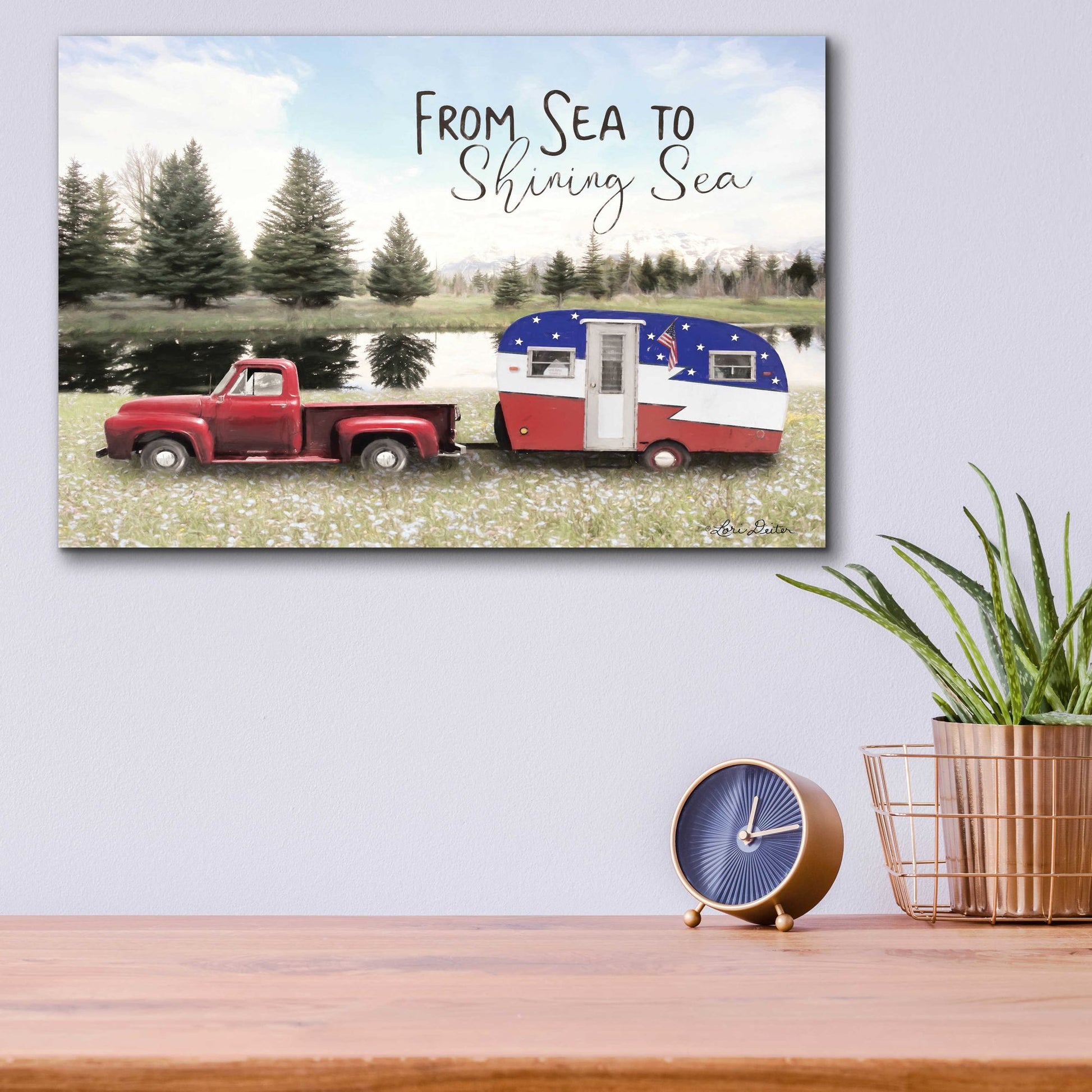 Epic Art 'American Camper' by Lori Deiter Acrylic Glass Wall Art,16x12