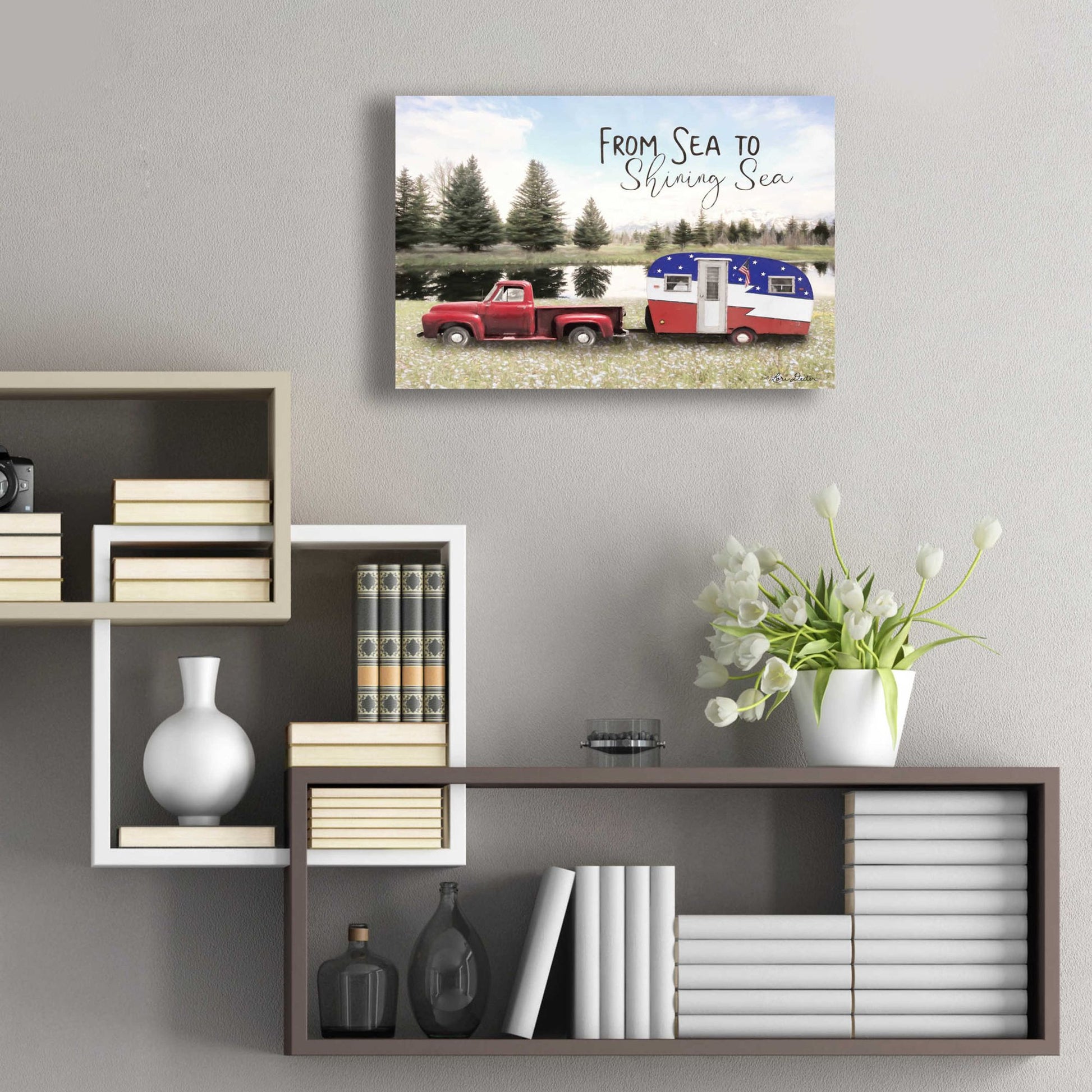 Epic Art 'American Camper' by Lori Deiter Acrylic Glass Wall Art,24x16