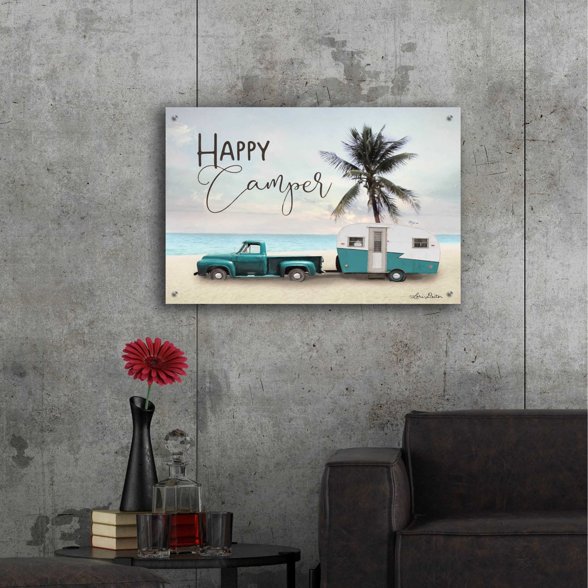 Epic Art 'Happy Camper' by Lori Deiter Acrylic Glass Wall Art,36x24