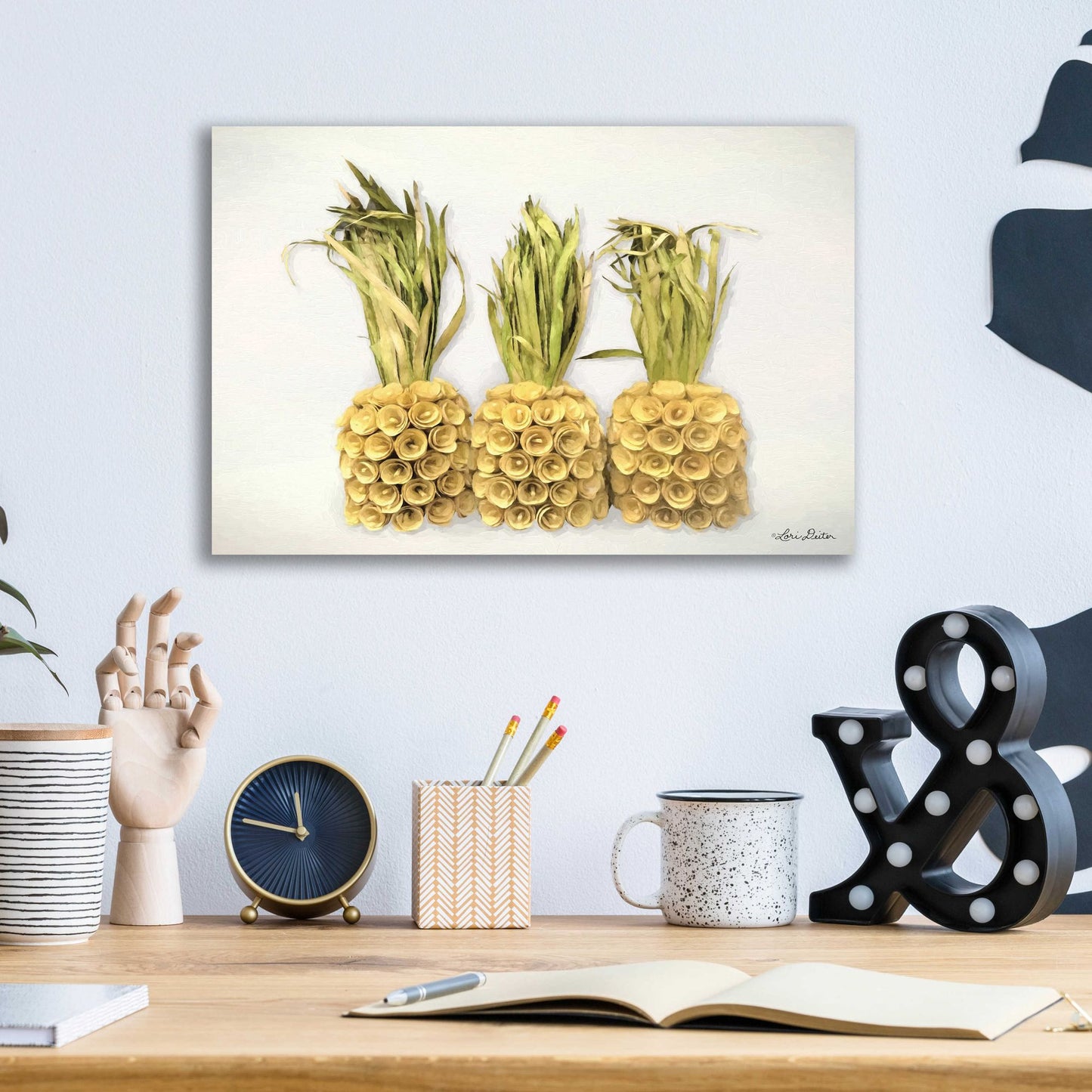 Epic Art 'Pineapples' by Lori Deiter Acrylic Glass Wall Art,16x12