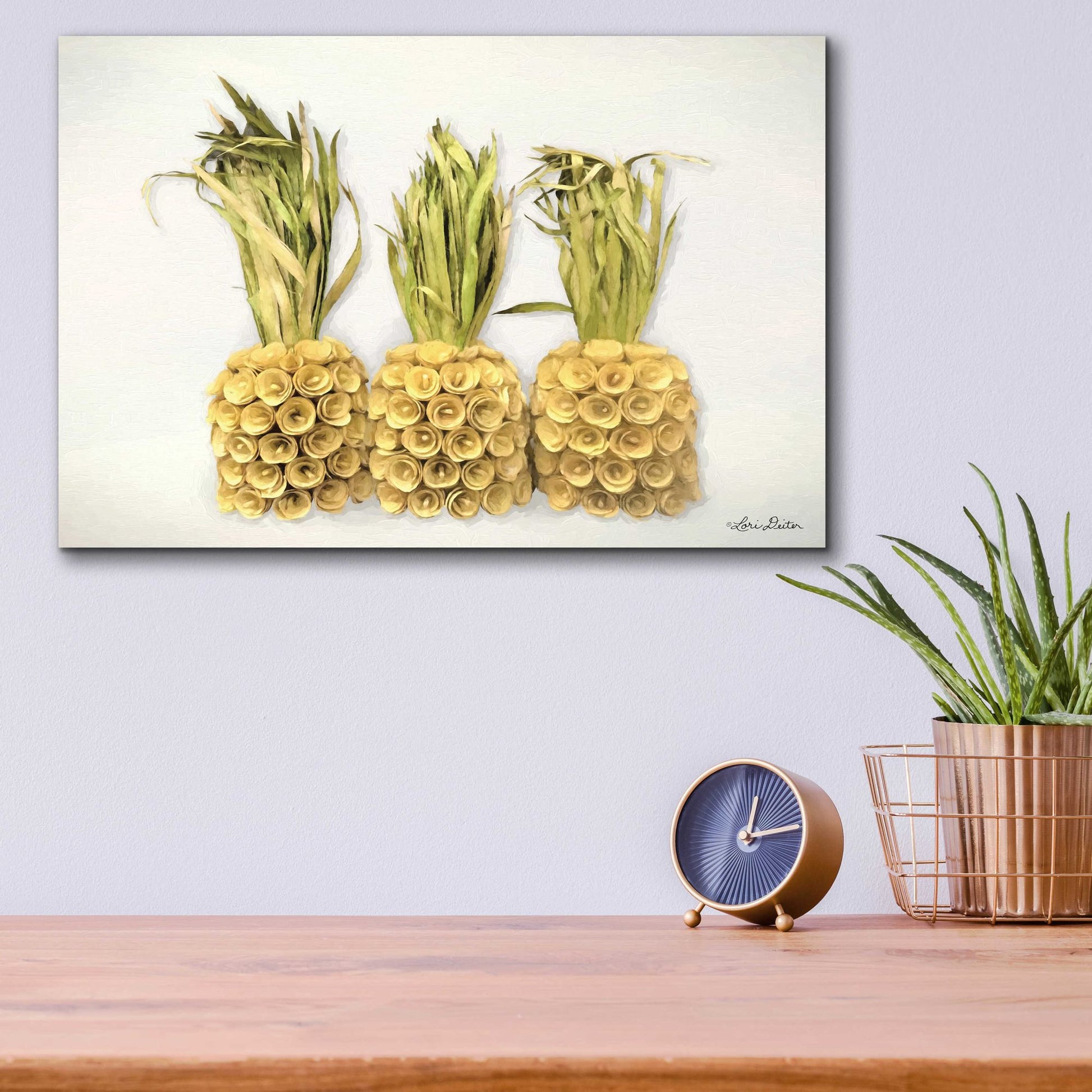 Epic Art 'Pineapples' by Lori Deiter Acrylic Glass Wall Art,16x12