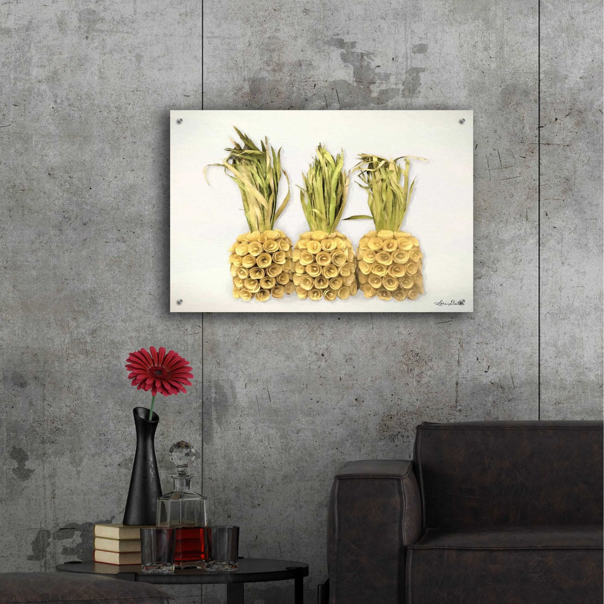 Epic Art 'Pineapples' by Lori Deiter Acrylic Glass Wall Art,36x24