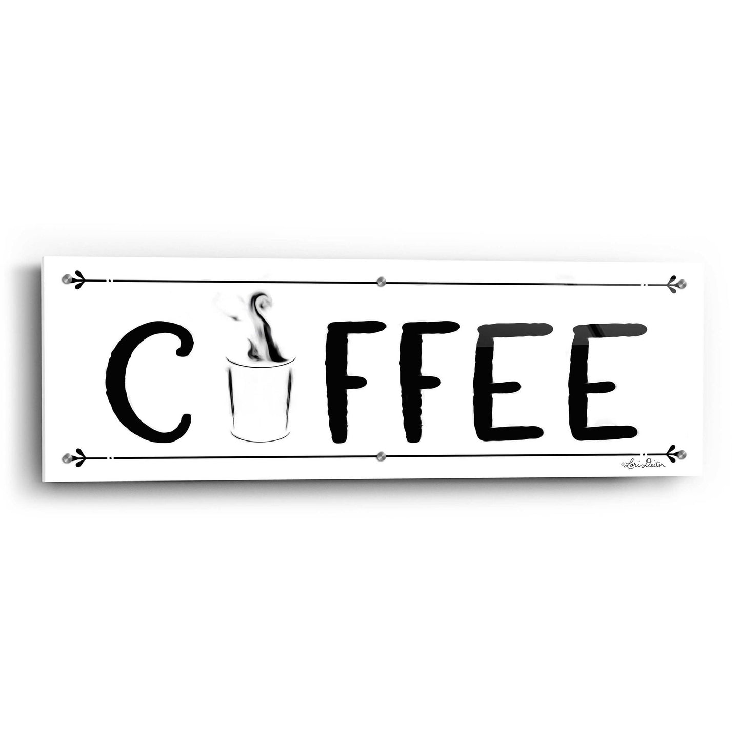 Epic Art 'Coffee Banner' by Lori Deiter Acrylic Glass Wall Art,36x12