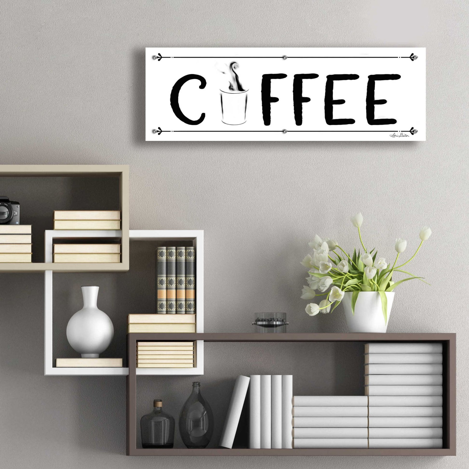 Epic Art 'Coffee Banner' by Lori Deiter Acrylic Glass Wall Art,36x12