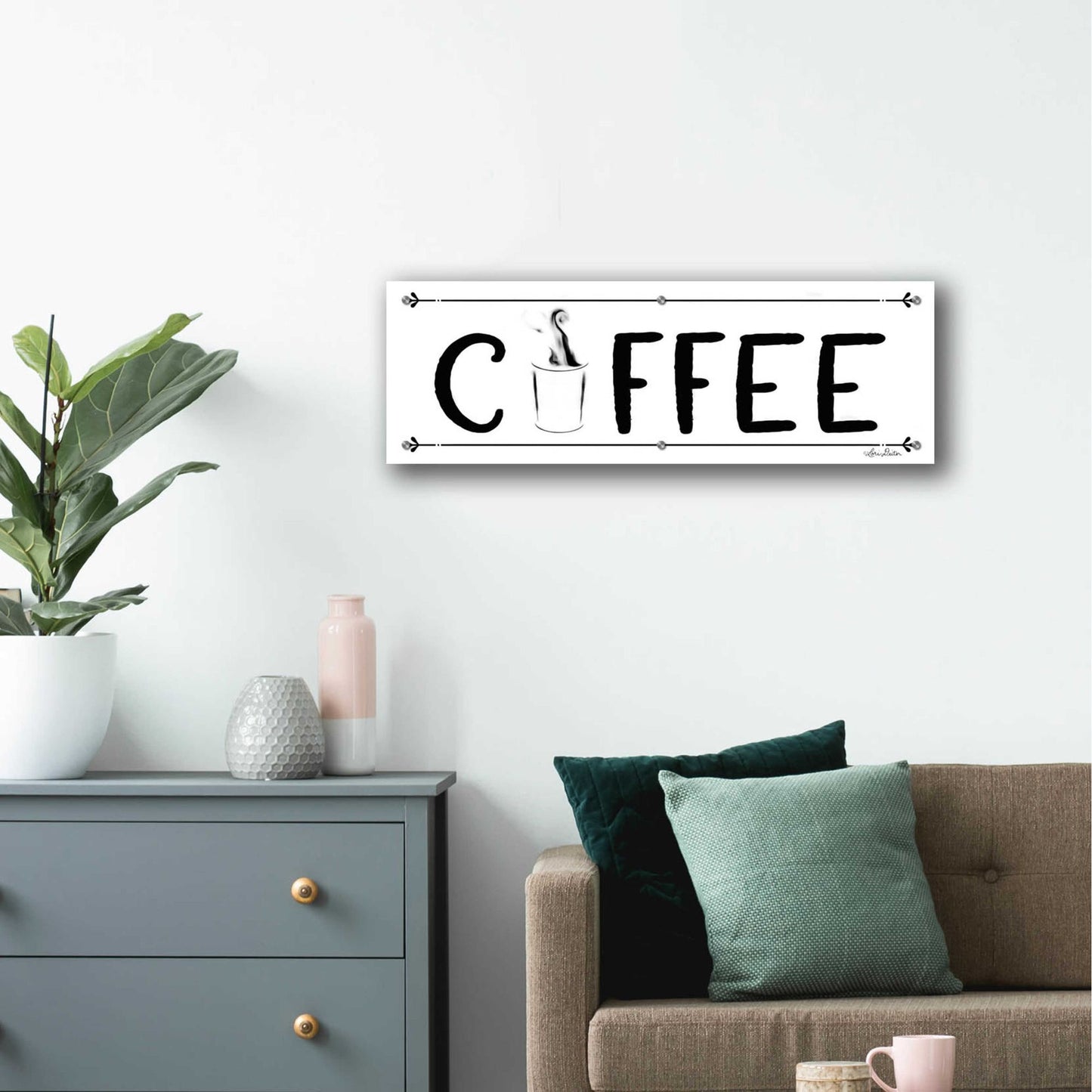 Epic Art 'Coffee Banner' by Lori Deiter Acrylic Glass Wall Art,36x12