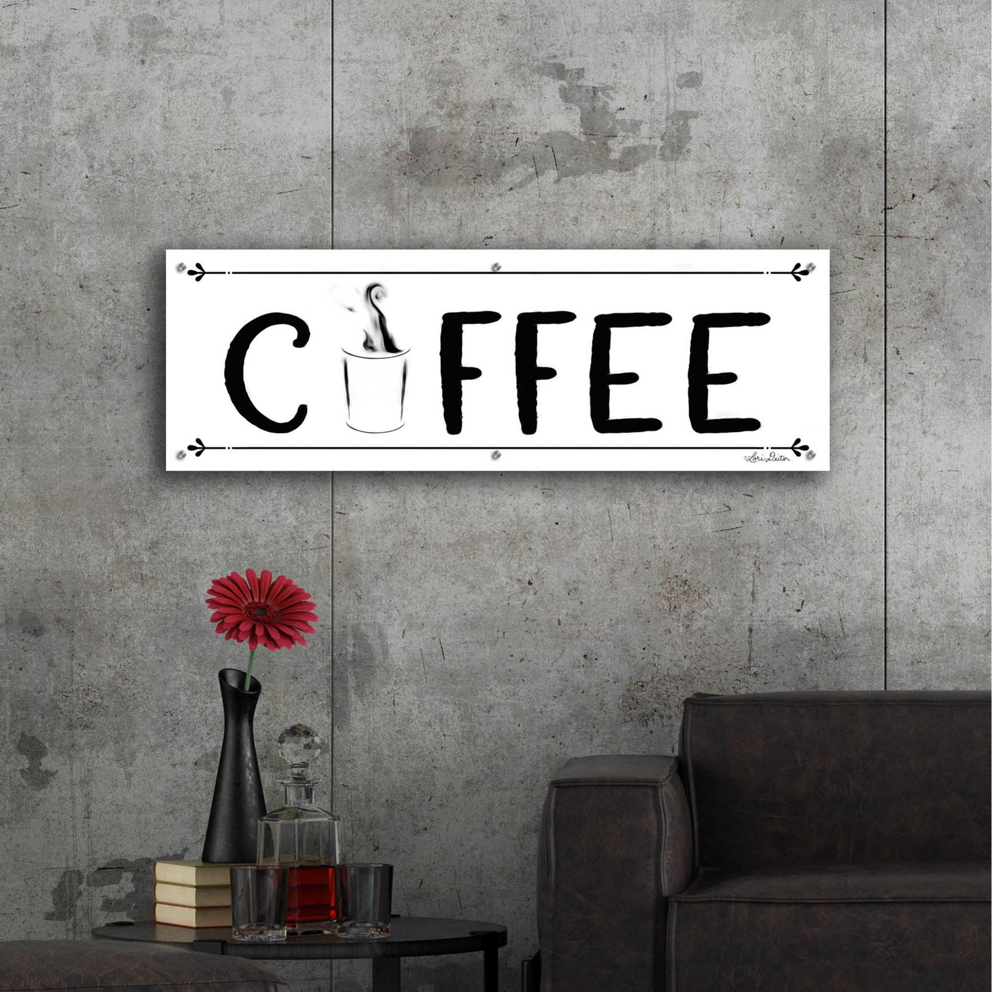 Epic Art 'Coffee Banner' by Lori Deiter Acrylic Glass Wall Art,48x16