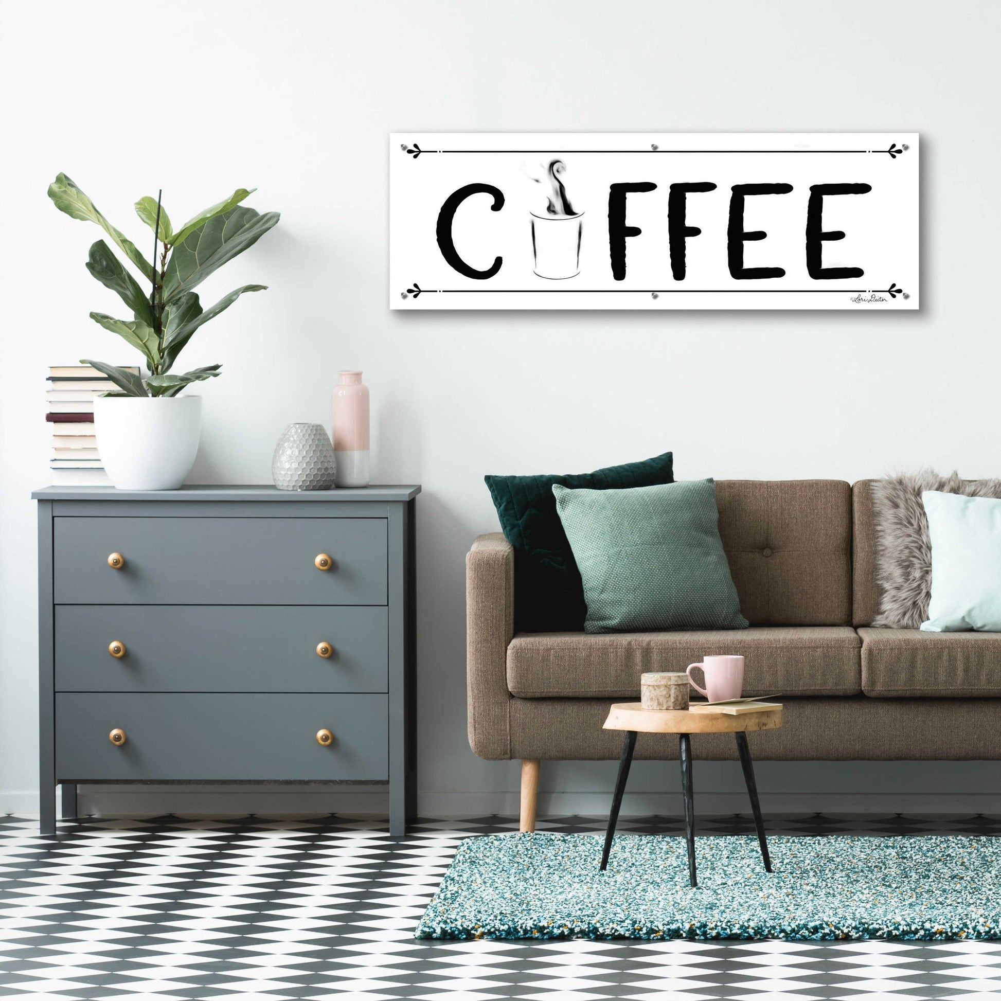 Epic Art 'Coffee Banner' by Lori Deiter Acrylic Glass Wall Art,48x16