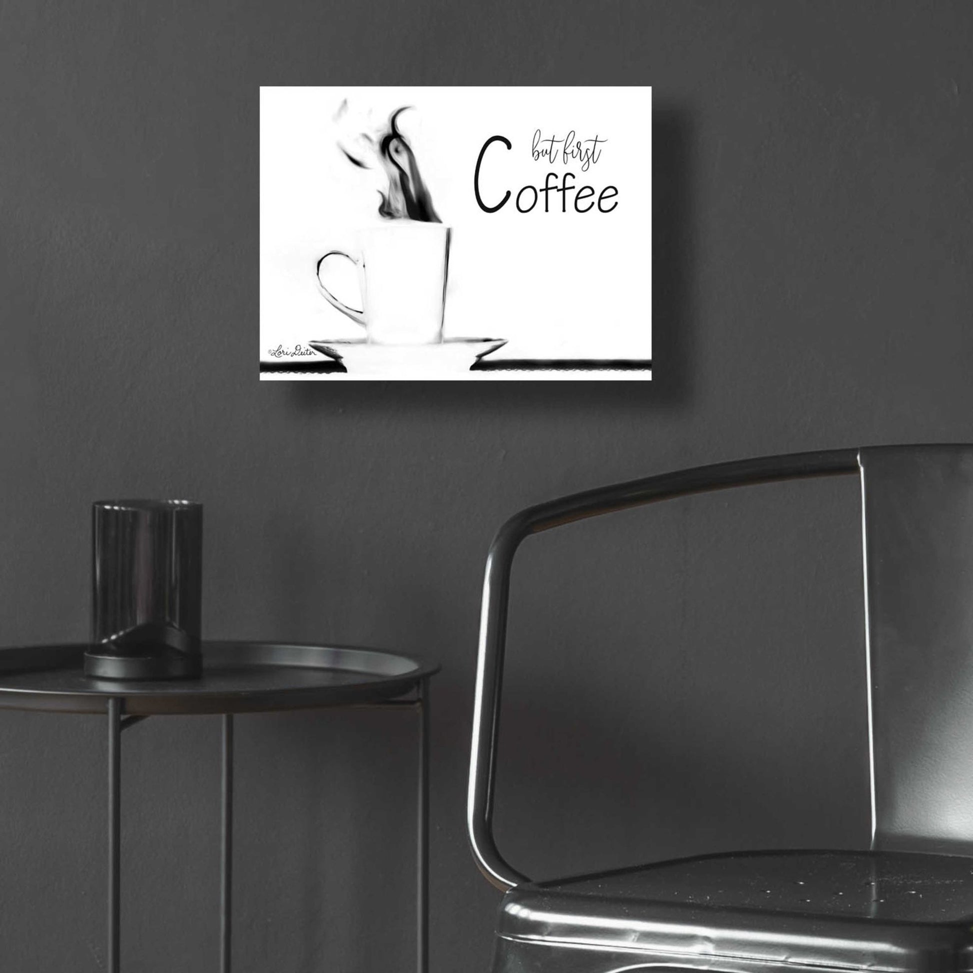 Epic Art 'But First Coffee II' by Lori Deiter Acrylic Glass Wall Art,16x12