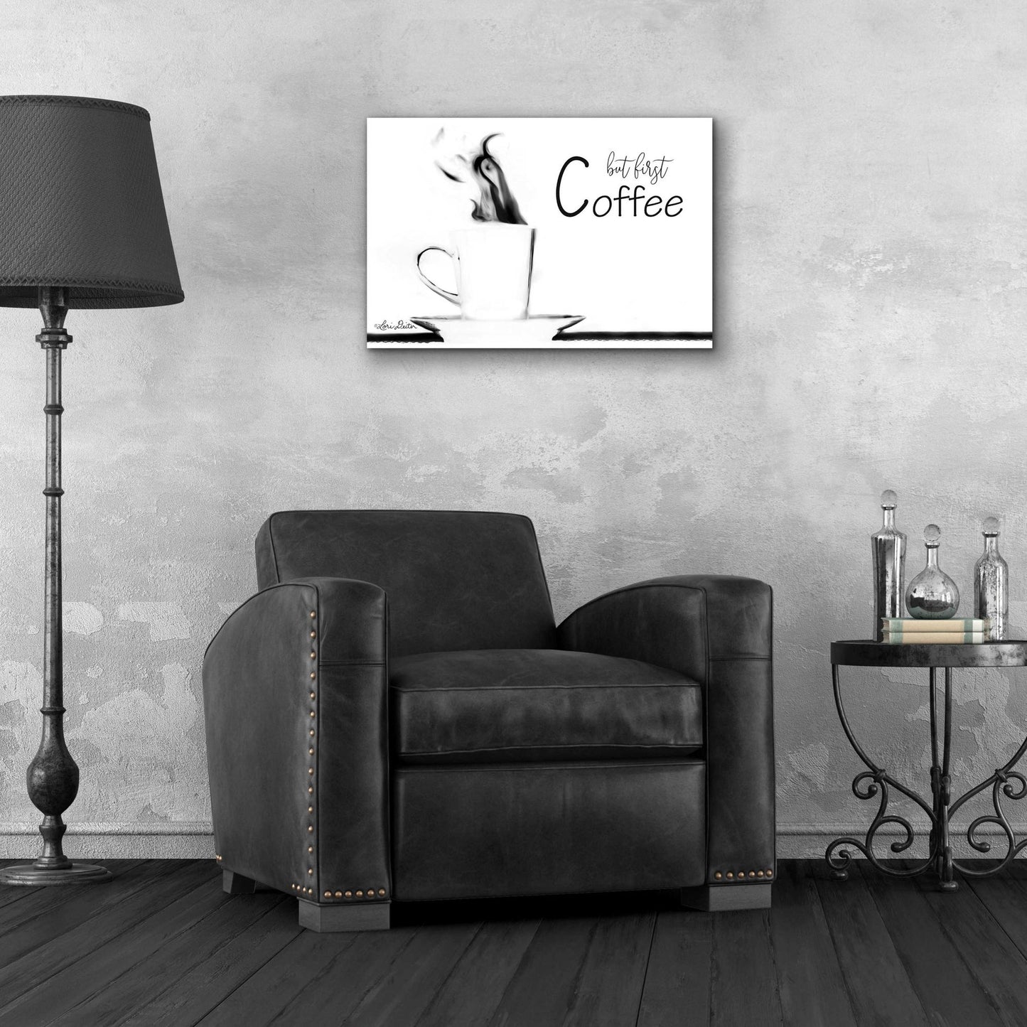 Epic Art 'But First Coffee II' by Lori Deiter Acrylic Glass Wall Art,24x16