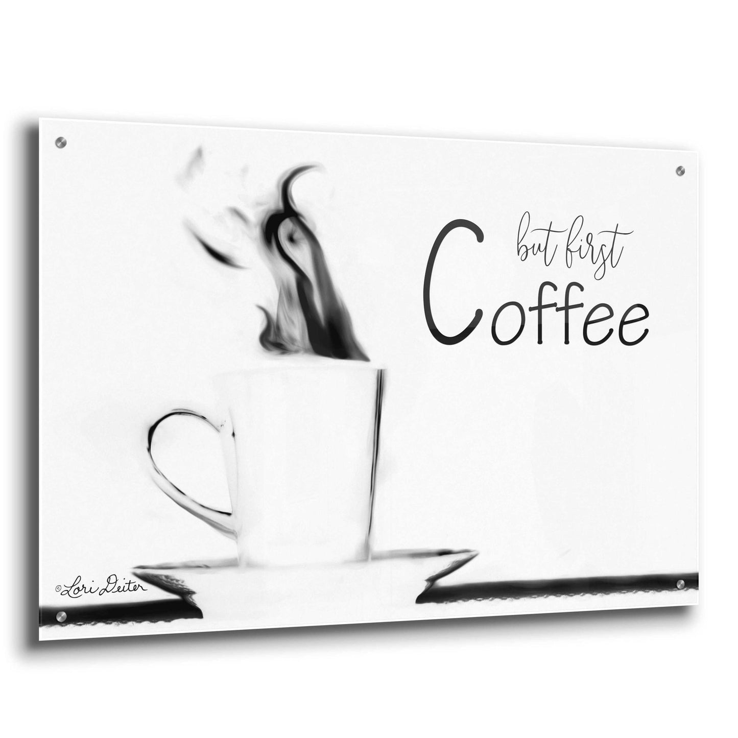 Epic Art 'But First Coffee II' by Lori Deiter Acrylic Glass Wall Art,36x24