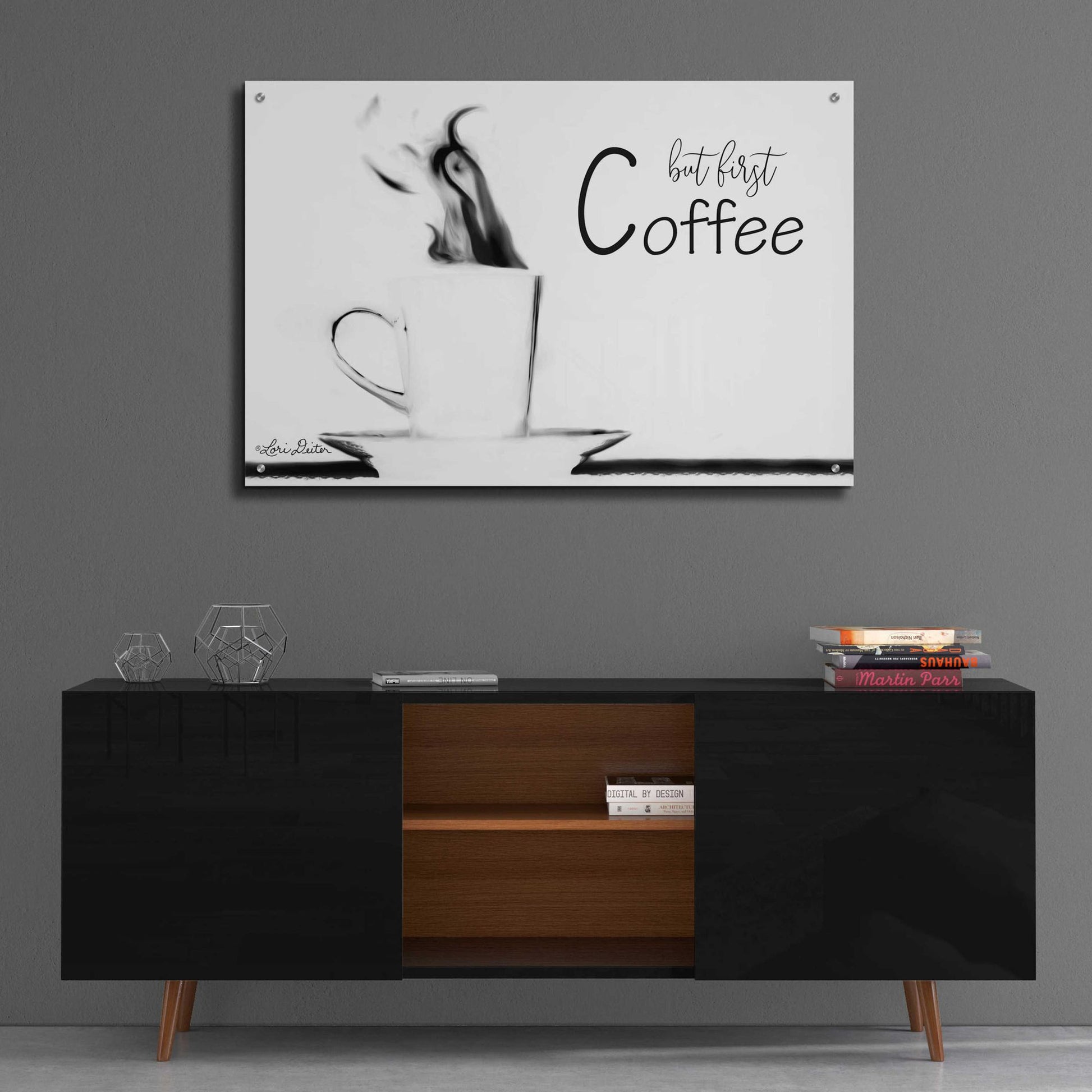 Epic Art 'But First Coffee II' by Lori Deiter Acrylic Glass Wall Art,36x24