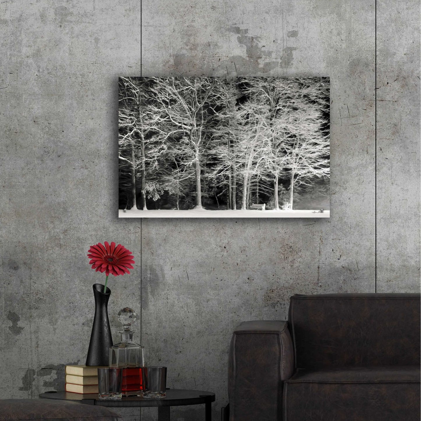 Epic Art 'Snowy Trees' by Lori Deiter Acrylic Glass Wall Art,36x24