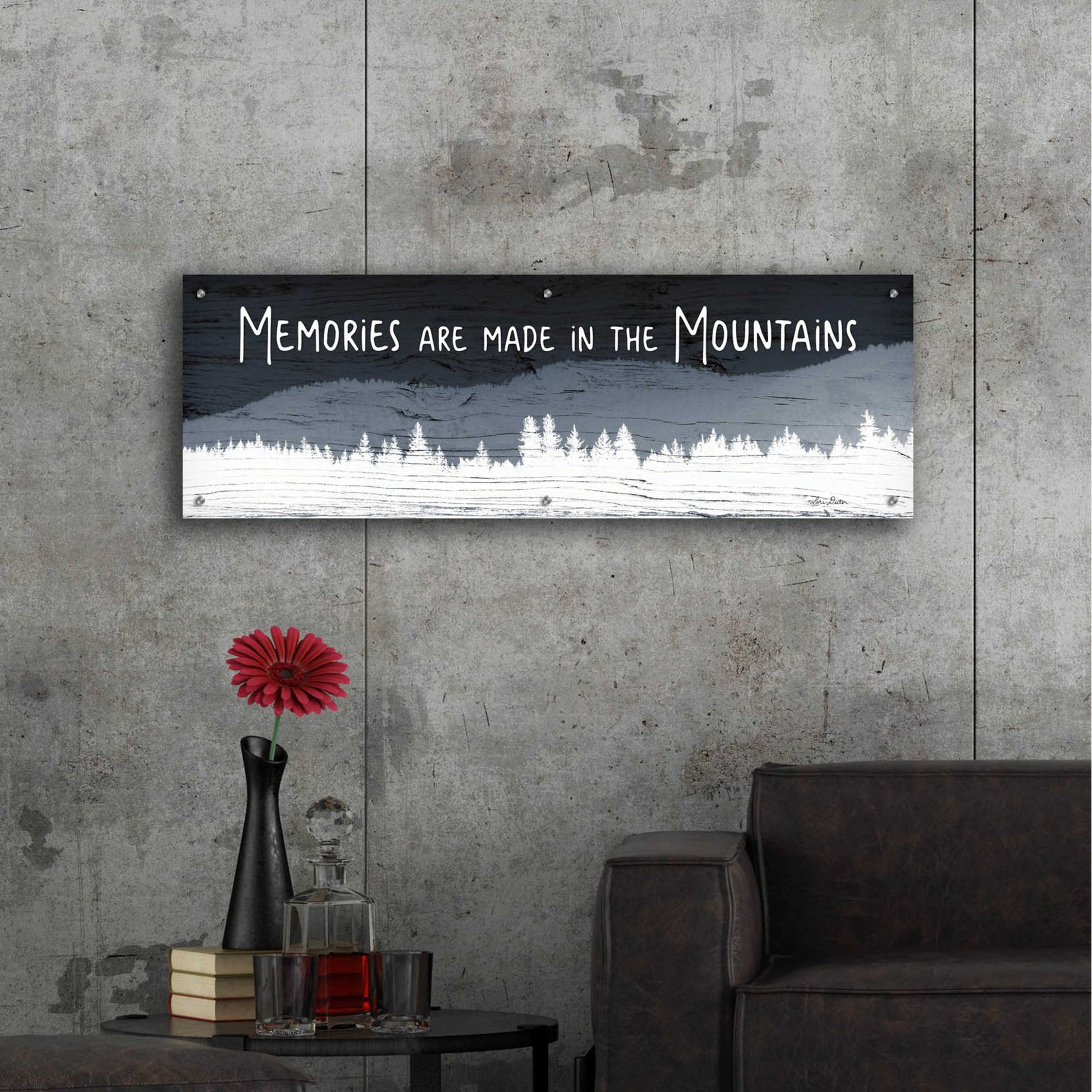 Epic Art 'Memories are Made in the Mountains' by Lori Deiter Acrylic Glass Wall Art,48x16