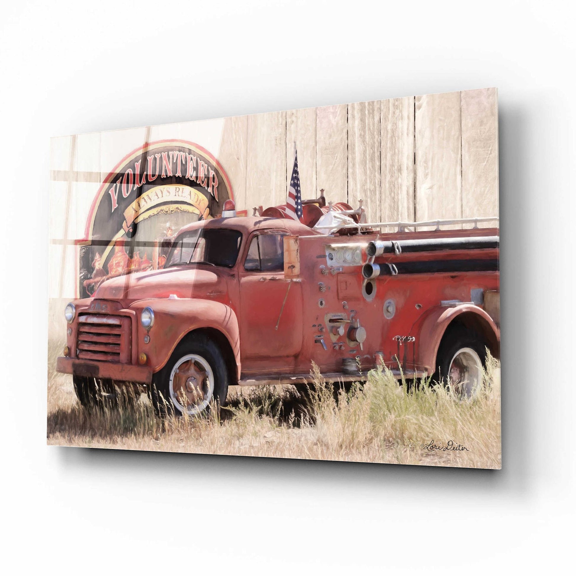 Epic Art 'Volunteer Firefighter' by Lori Deiter Acrylic Glass Wall Art,16x12