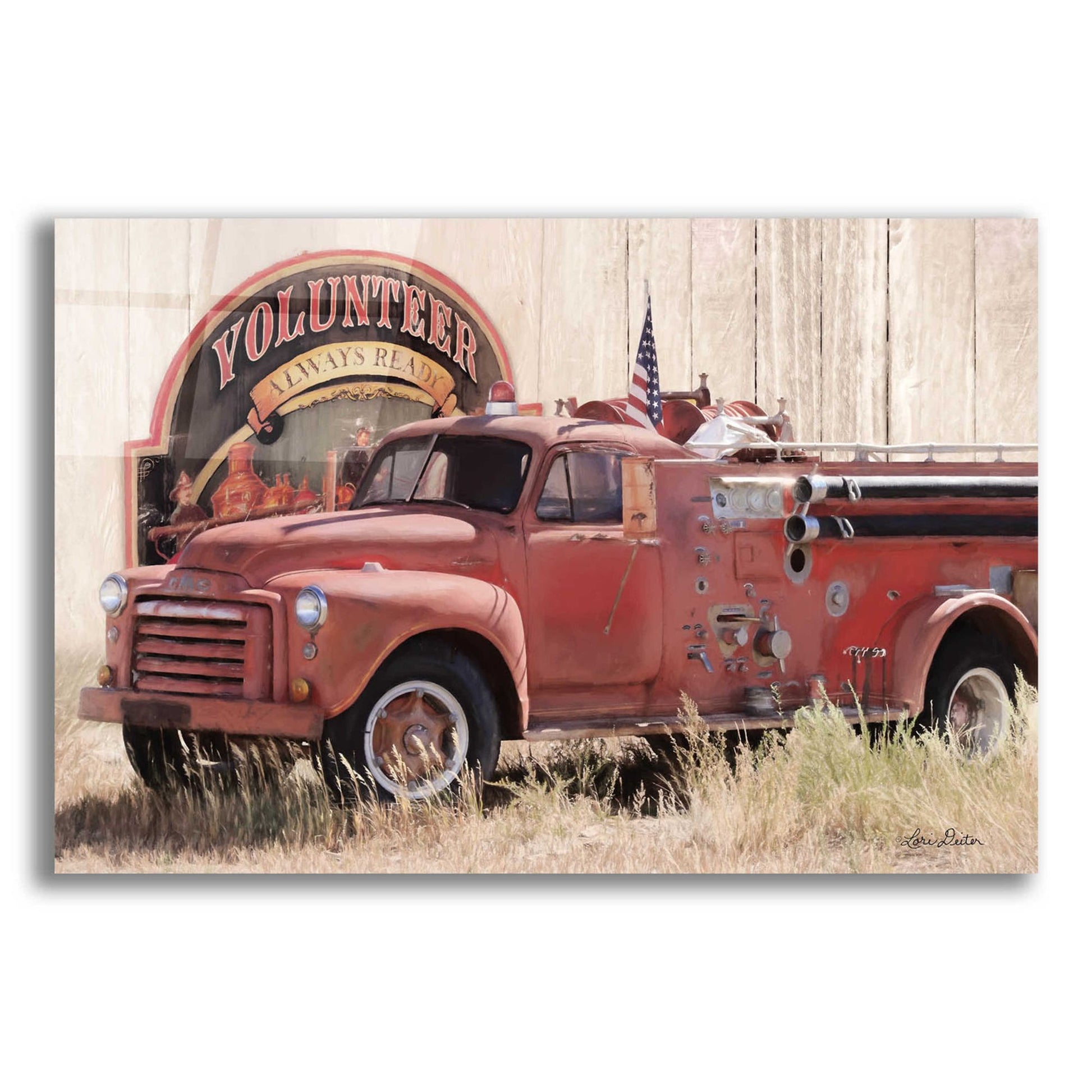 Epic Art 'Volunteer Firefighter' by Lori Deiter Acrylic Glass Wall Art,24x16