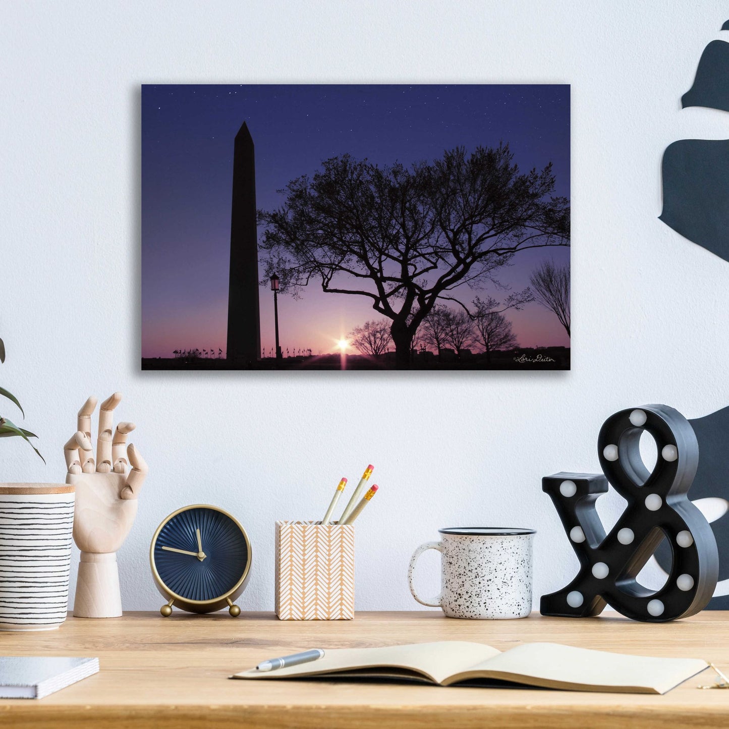 Epic Art 'Nightfall at the Washington Monument' by Lori Deiter Acrylic Glass Wall Art,16x12