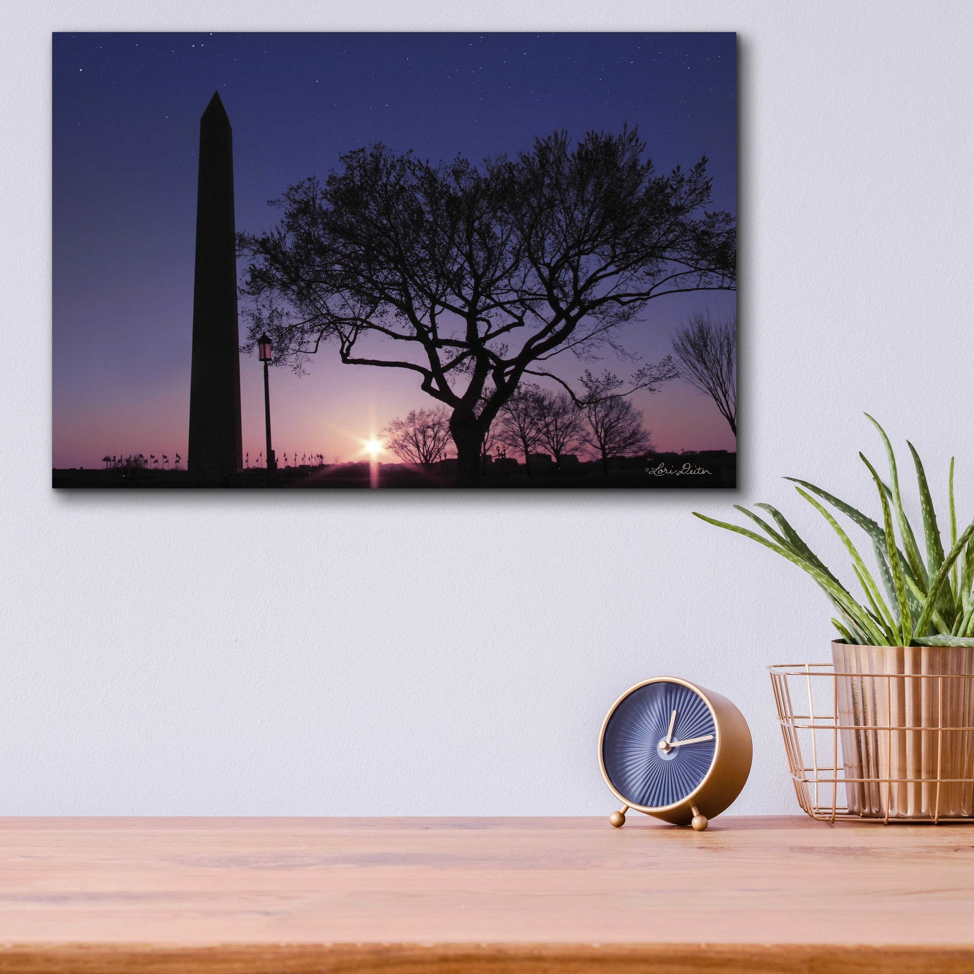 Epic Art 'Nightfall at the Washington Monument' by Lori Deiter Acrylic Glass Wall Art,16x12