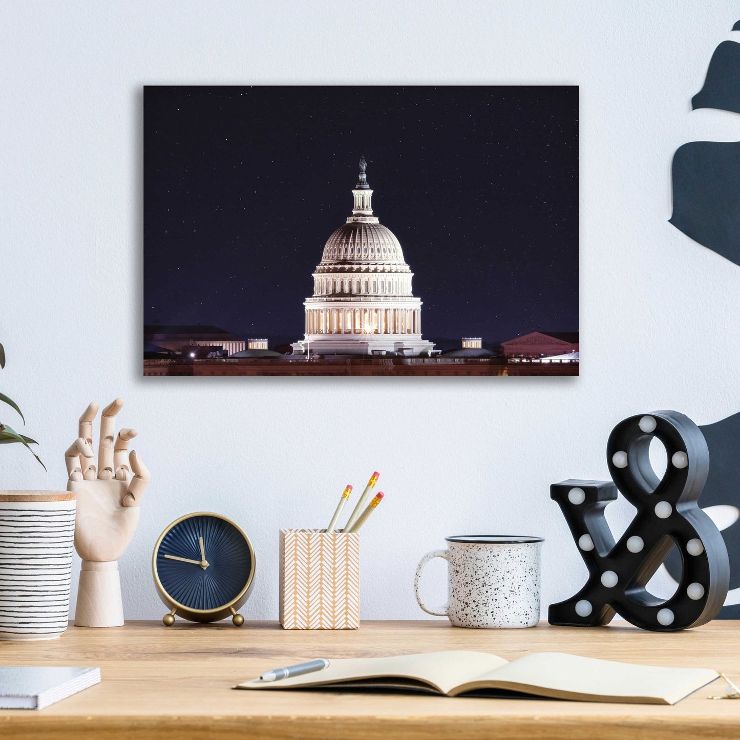 Epic Art 'US Capital at Night' by Lori Deiter Acrylic Glass Wall Art,16x12