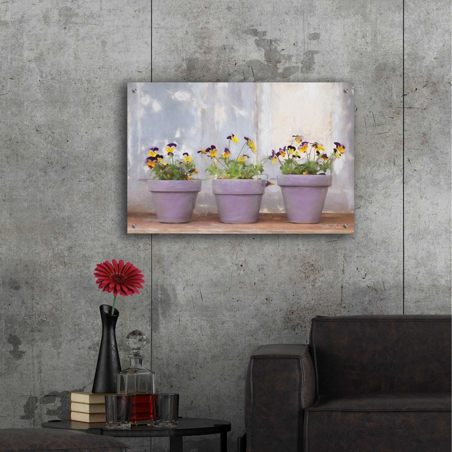 Epic Art 'Pansy Still Life I' by Lori Deiter Acrylic Glass Wall Art,36x24